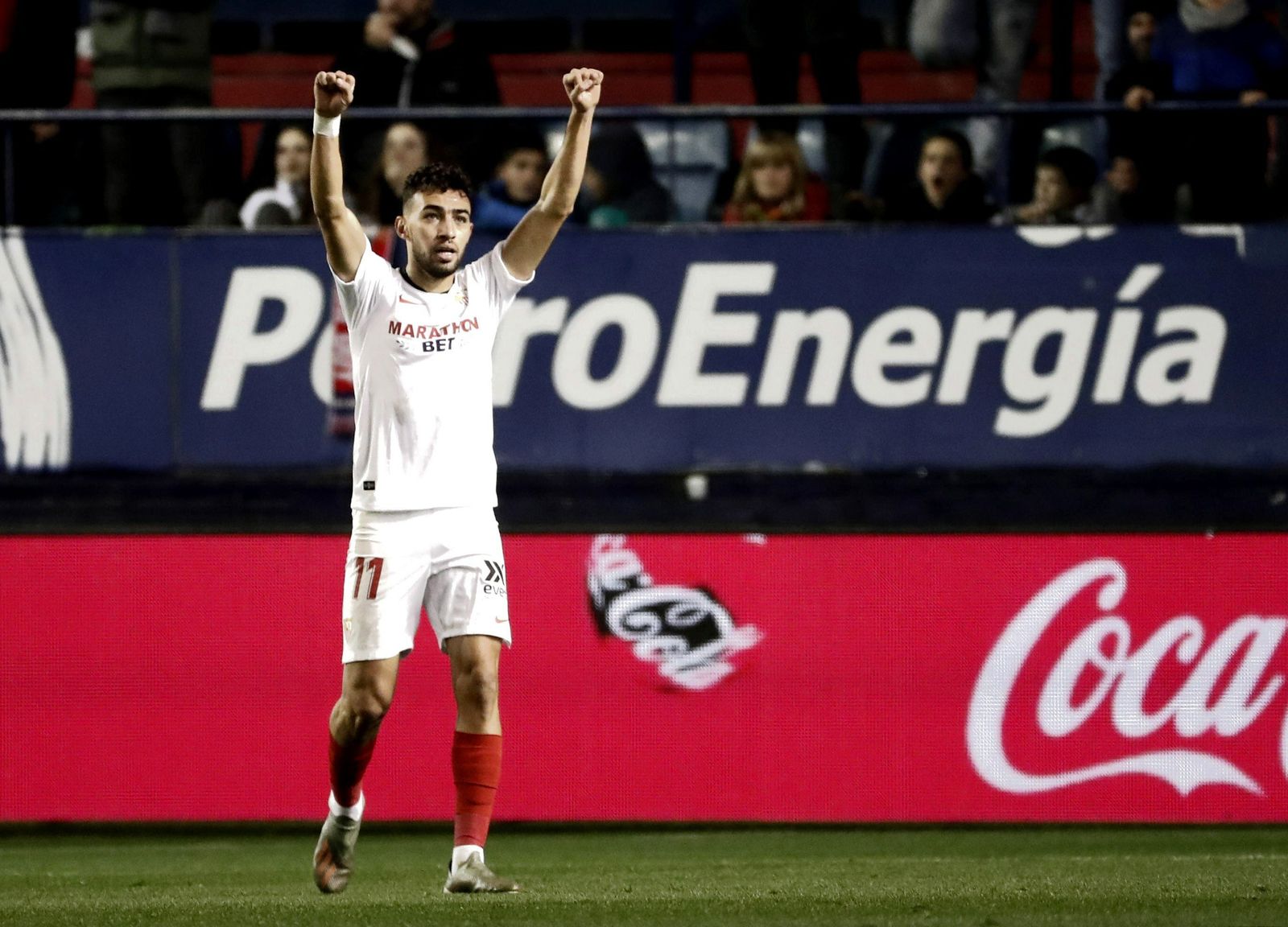 Munir celebra su gol en El Sadar.