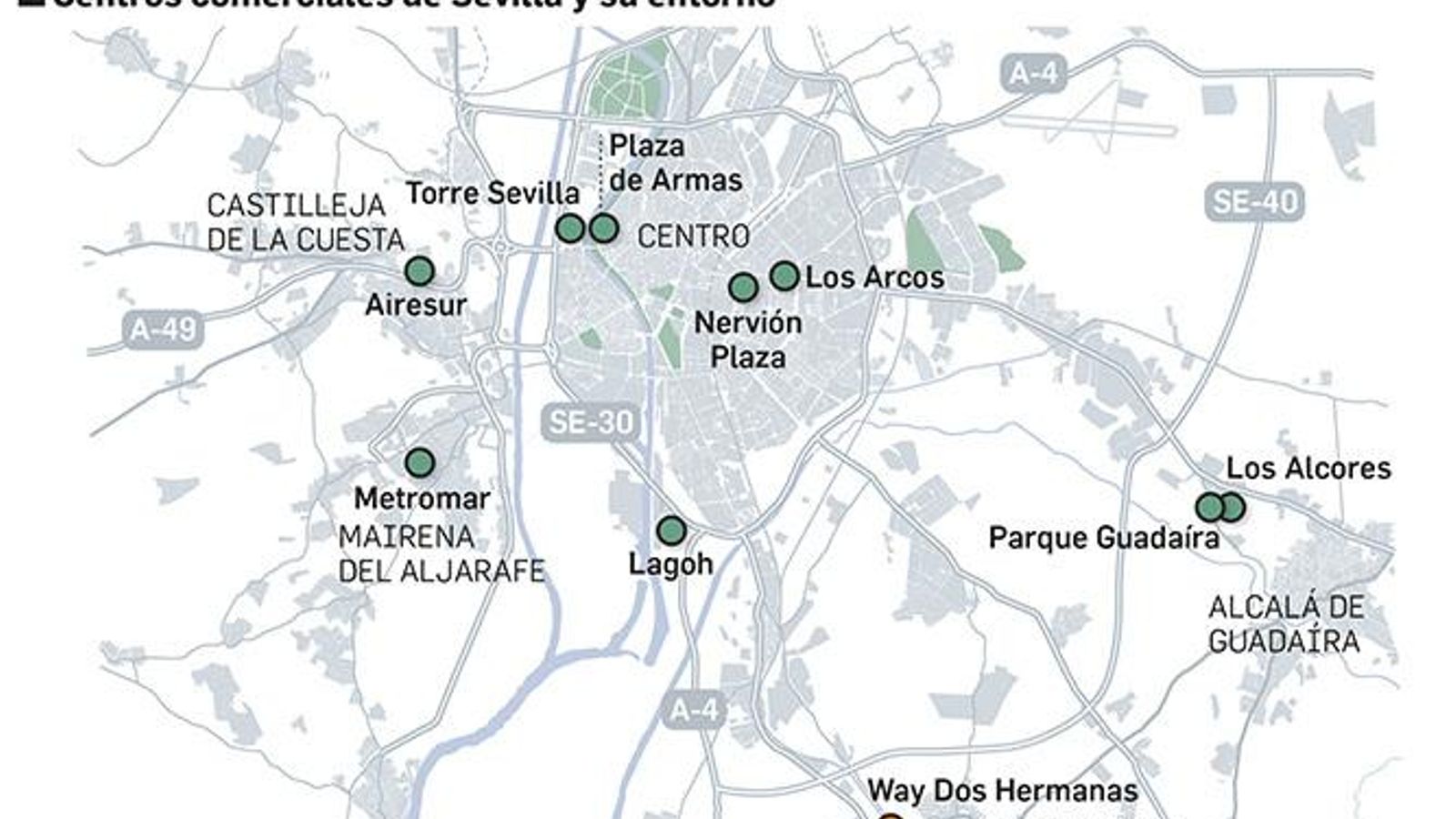 Centros Comerciales de Sevilla y su entorno Centros Comerciales de Sevilla y su entorno