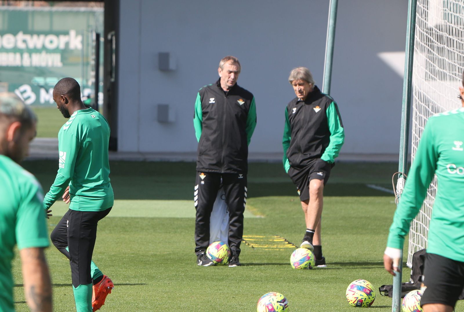 Pellegrini y Cousillas, en el entrenamiento de este sábado.