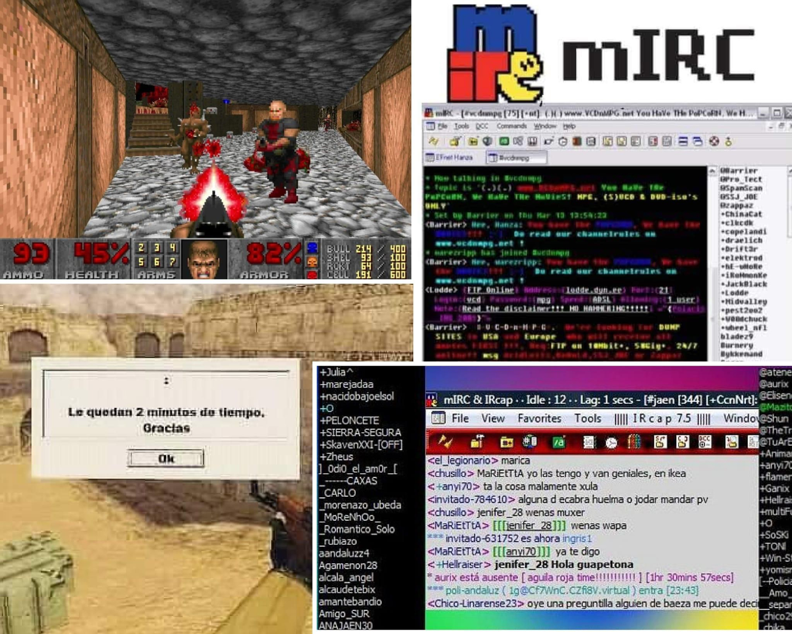 Juegos como Doom, se popularizaron en los cibercafés, junto con los canales de IRC como #Jaén.