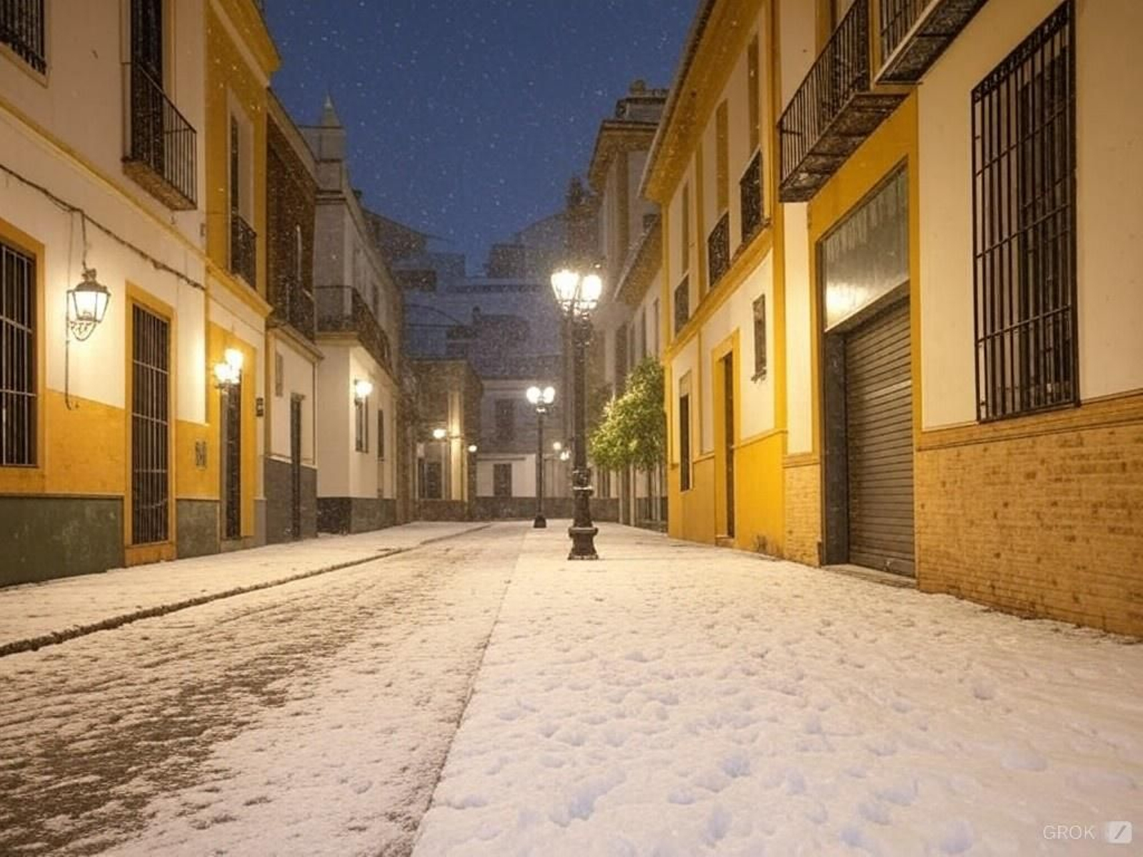 El Barrio de Santa Cruz bajo la nieve según la IA