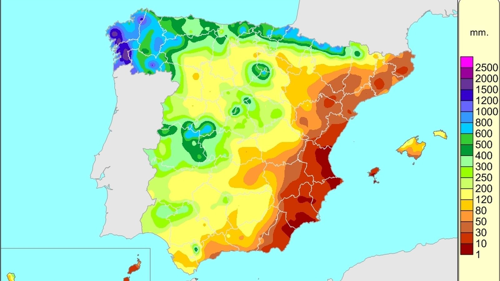 Estadística Aemet: precipitaciones acumuladas en lo que va de año hidrológico