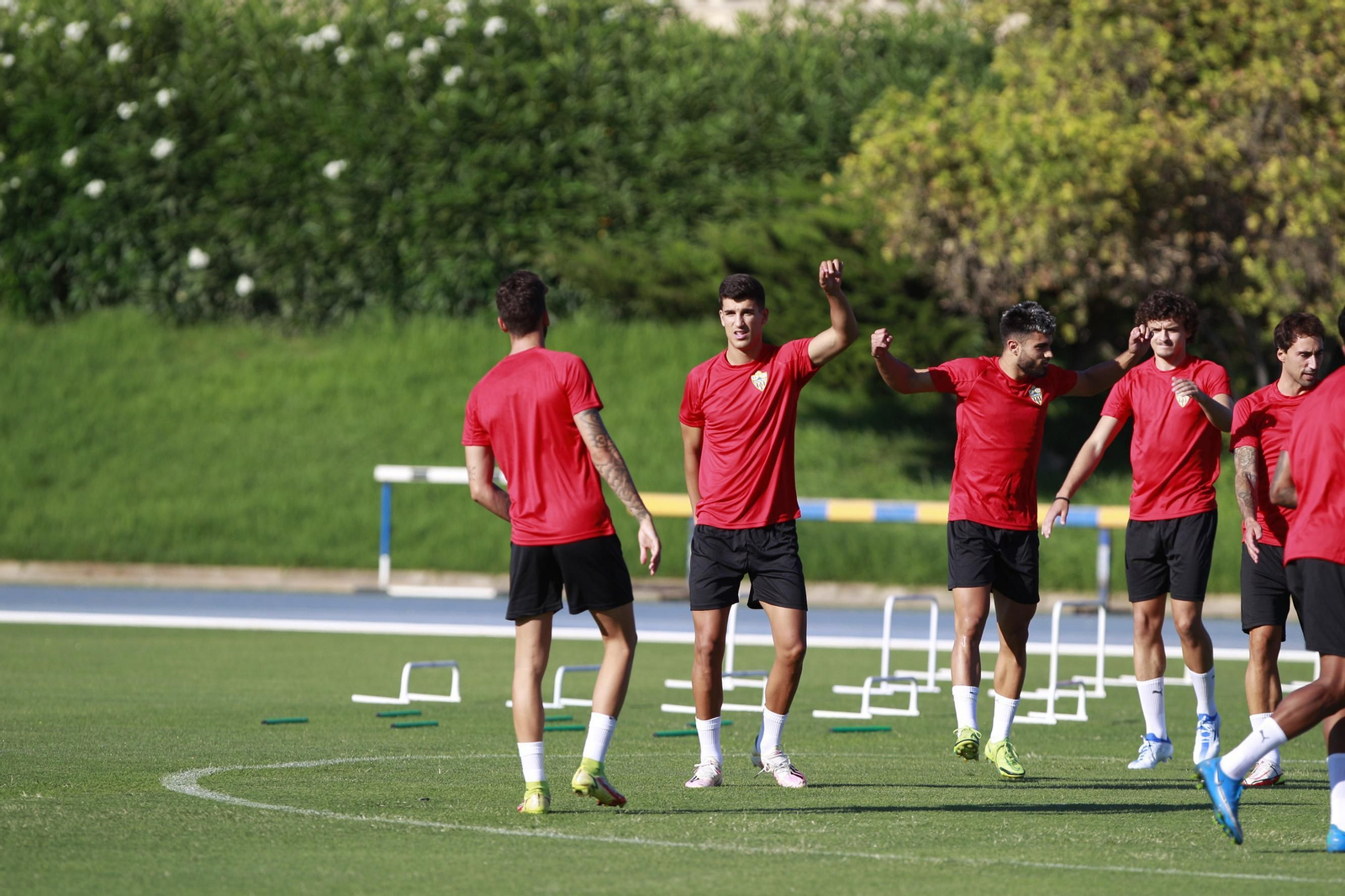 Los rojiblancos durante el primer entrenamiento de pretemporada del pasado curso.