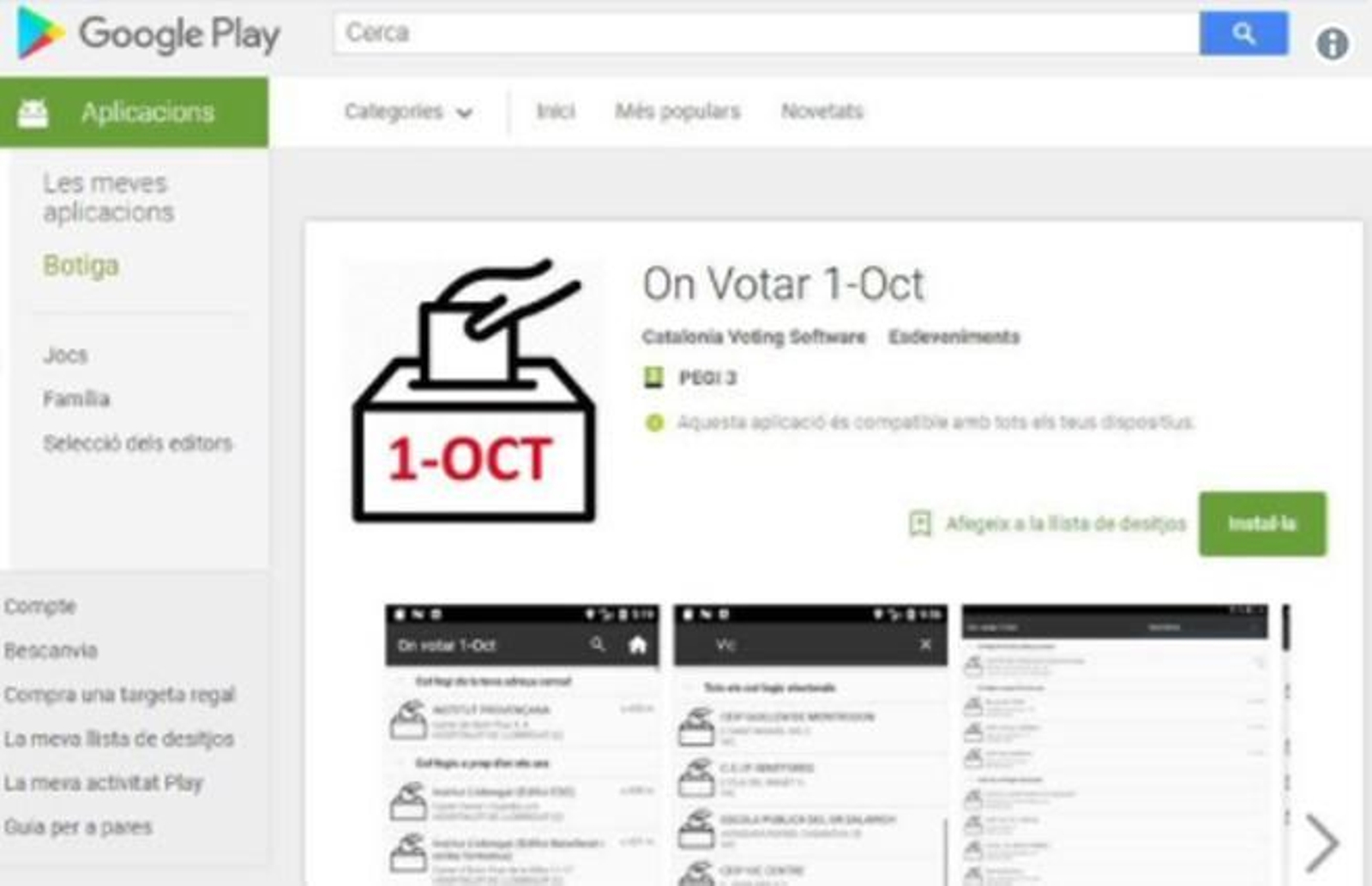 Imagen del aspecto de la Aplicación para saber dónde votar