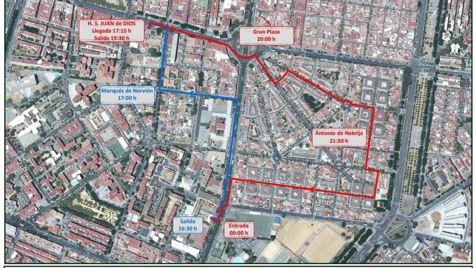 Itinerario de la procesión extraordinaria de la Virgen del Rosario