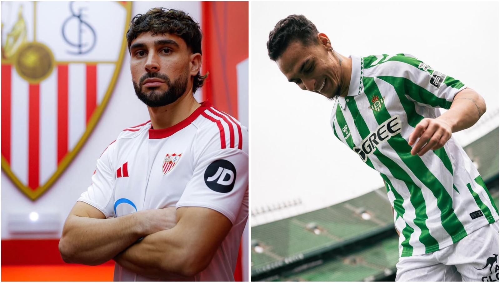 Neal Maupay y Antony en sus respectivas presentaciones con Sevilla FC y Real Betis