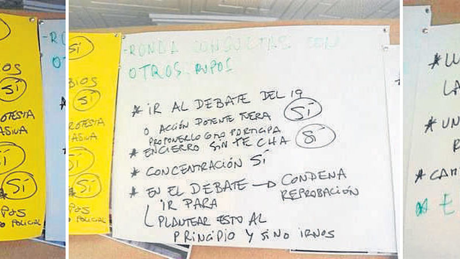 Montaje de las anotaciones de Participa durante la asamblea.