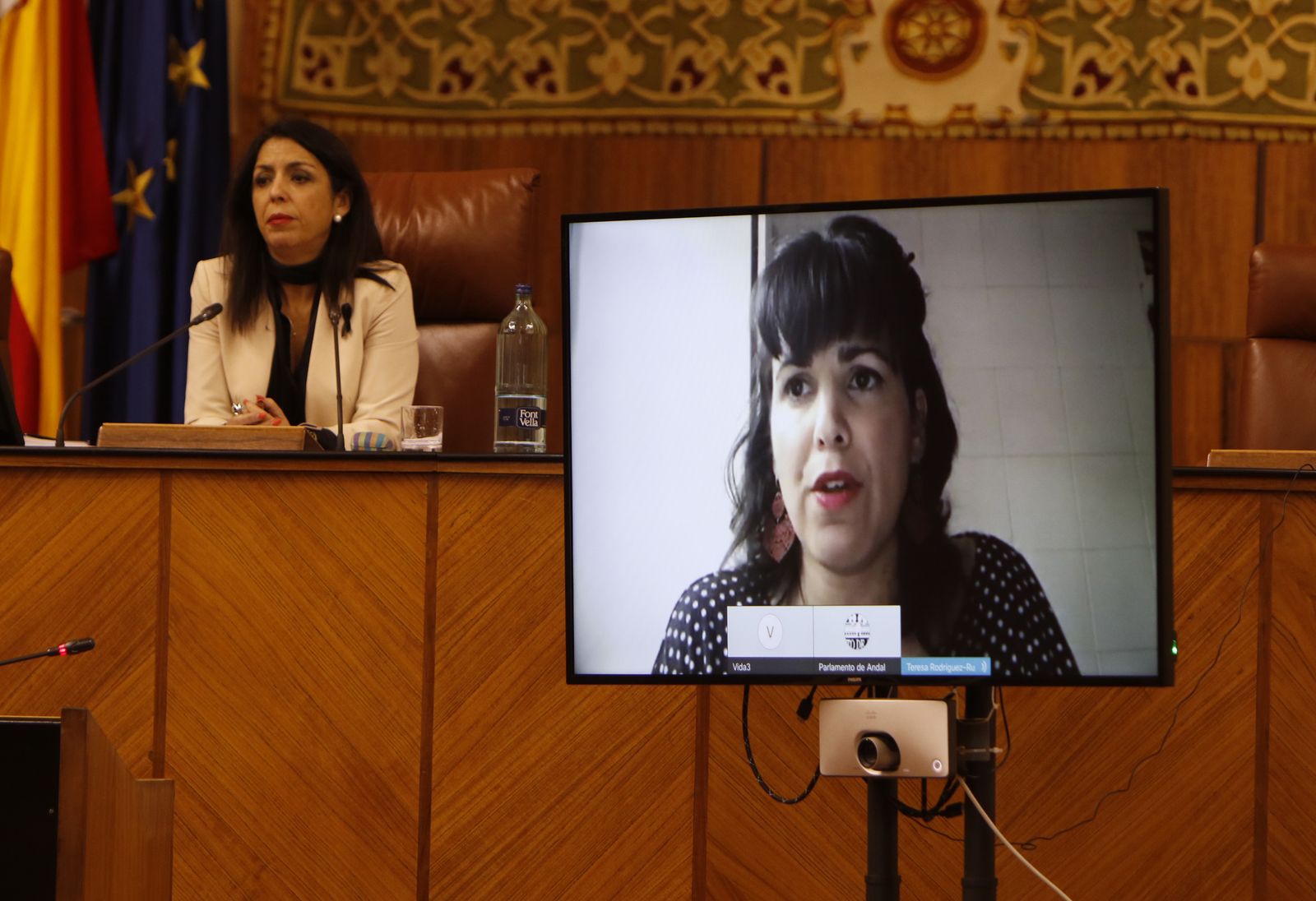 Teresa Rodríguez, líder de Adelante, en su participación en la Diputación Permanente del pasado viernes