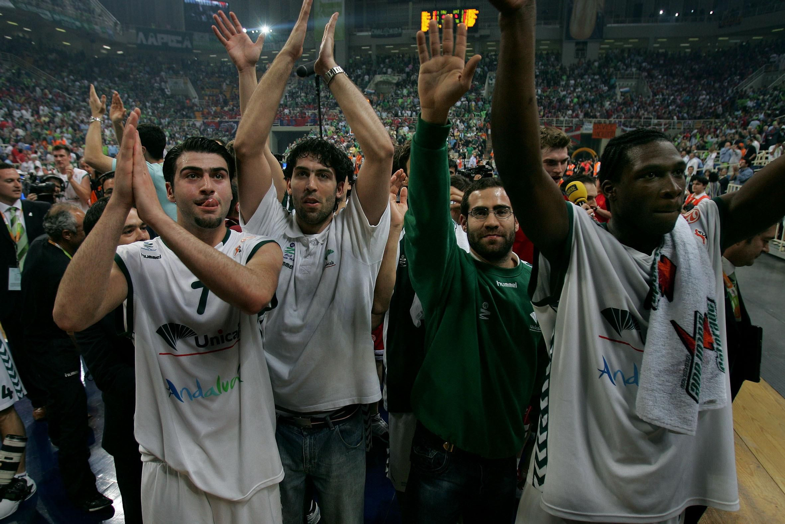 El Unicaja, tras acabar tercero en la Final Four de 2007.