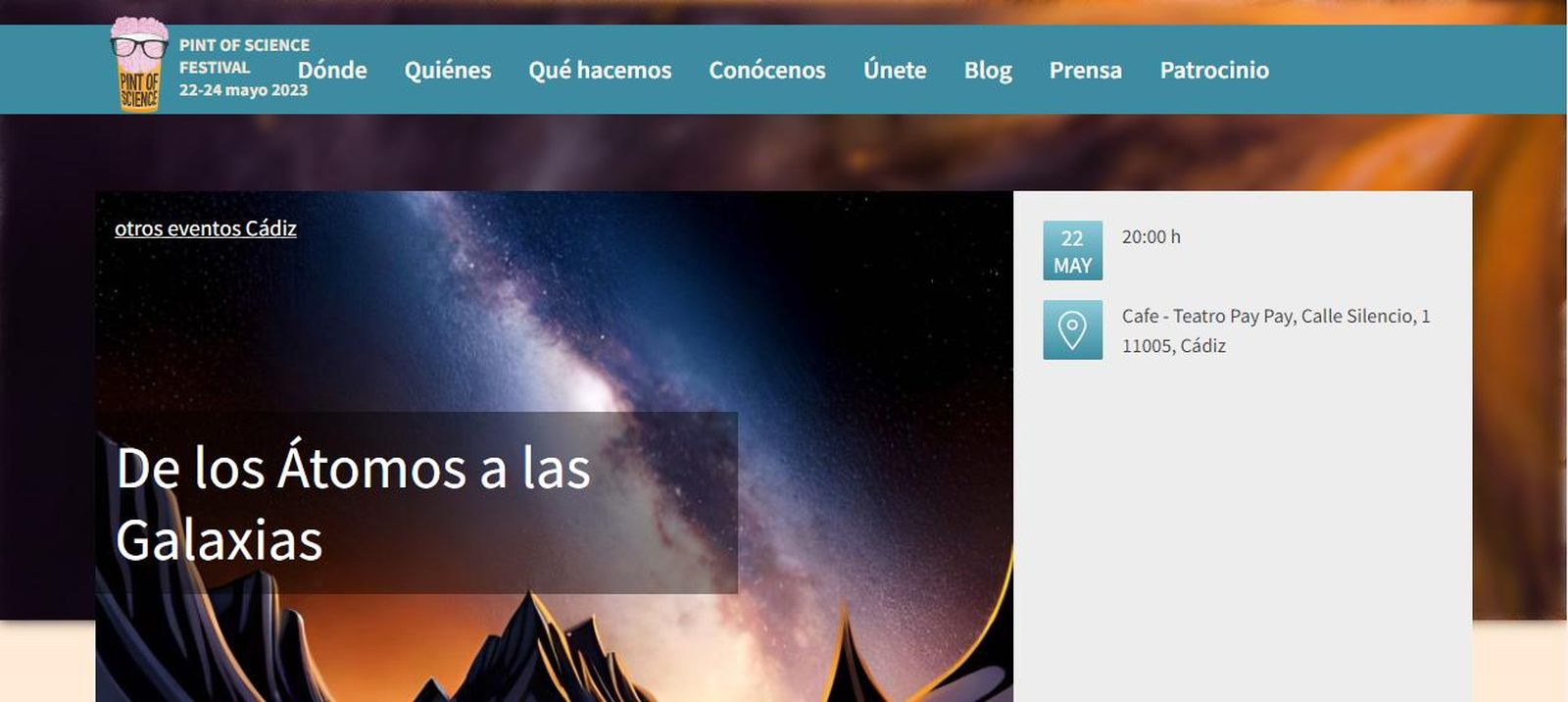 Web del Festival Pint of Science .