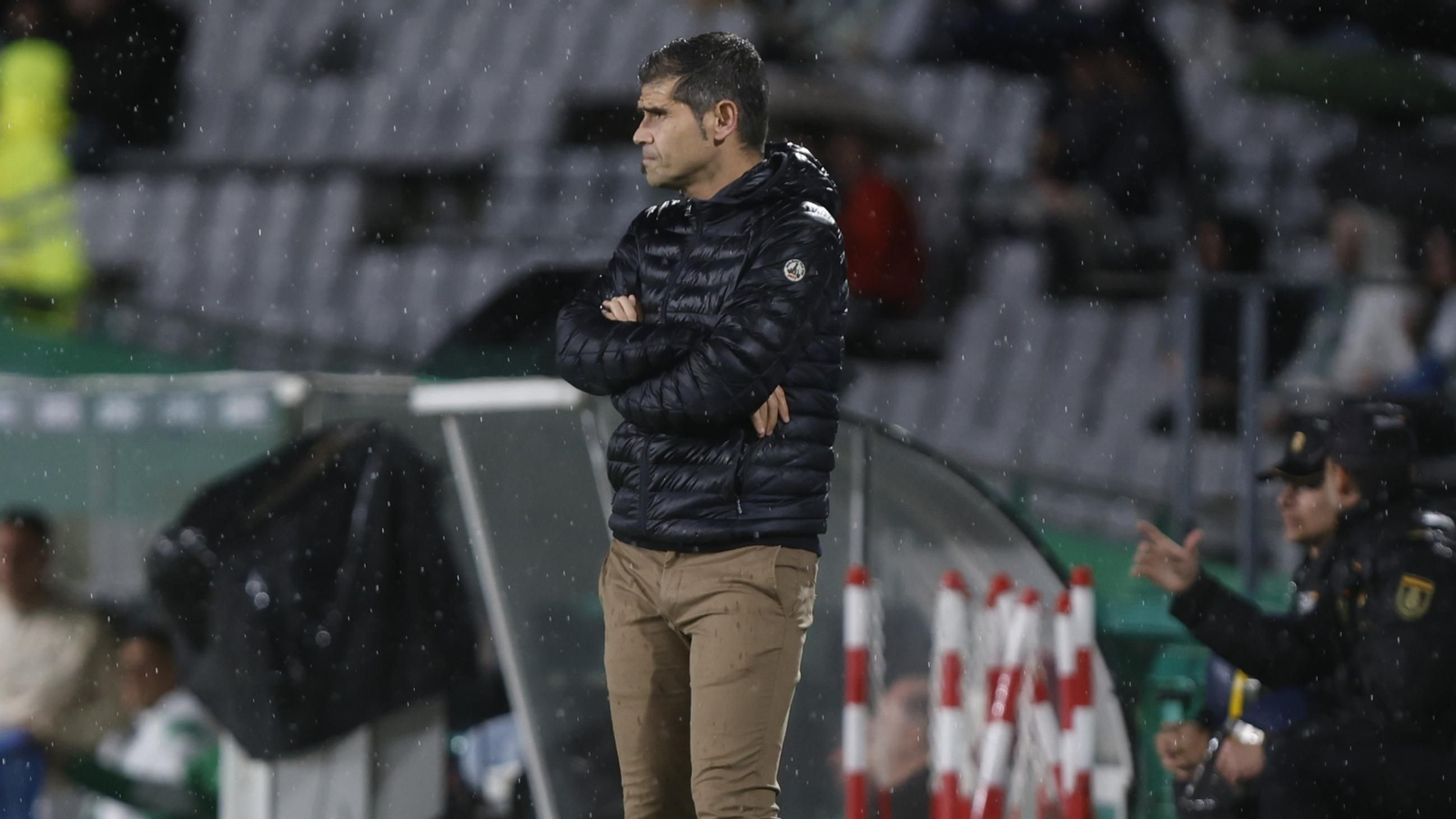 Antonio Hidalgo, entrenador del Deportivo, en el partido ante el Córdoba CF.
