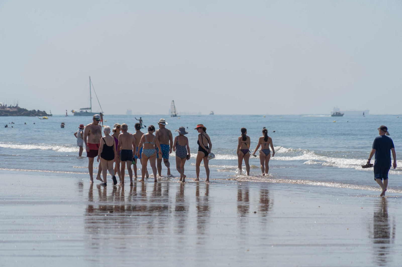 Ambiente de las playas de Punta Umbría la mañana del sábado 9 de agosto