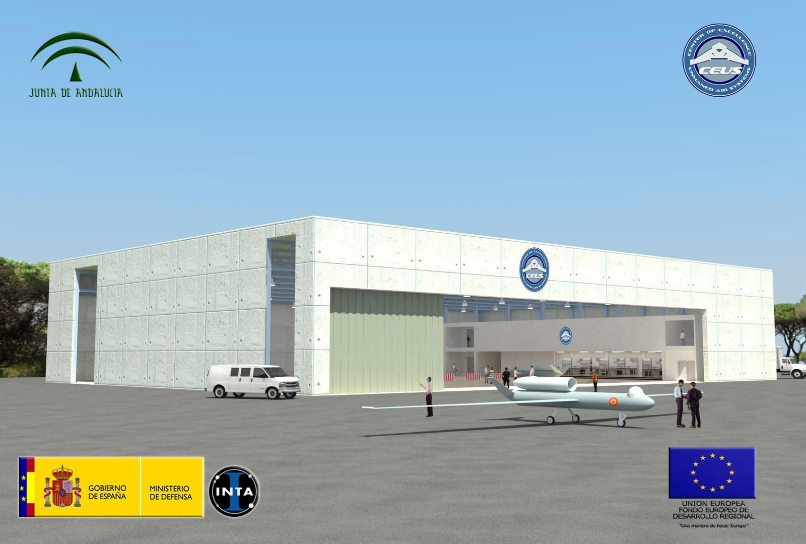 Imagen del hangar principal, uno de los edificios más característicos de lo que será el CEUS.