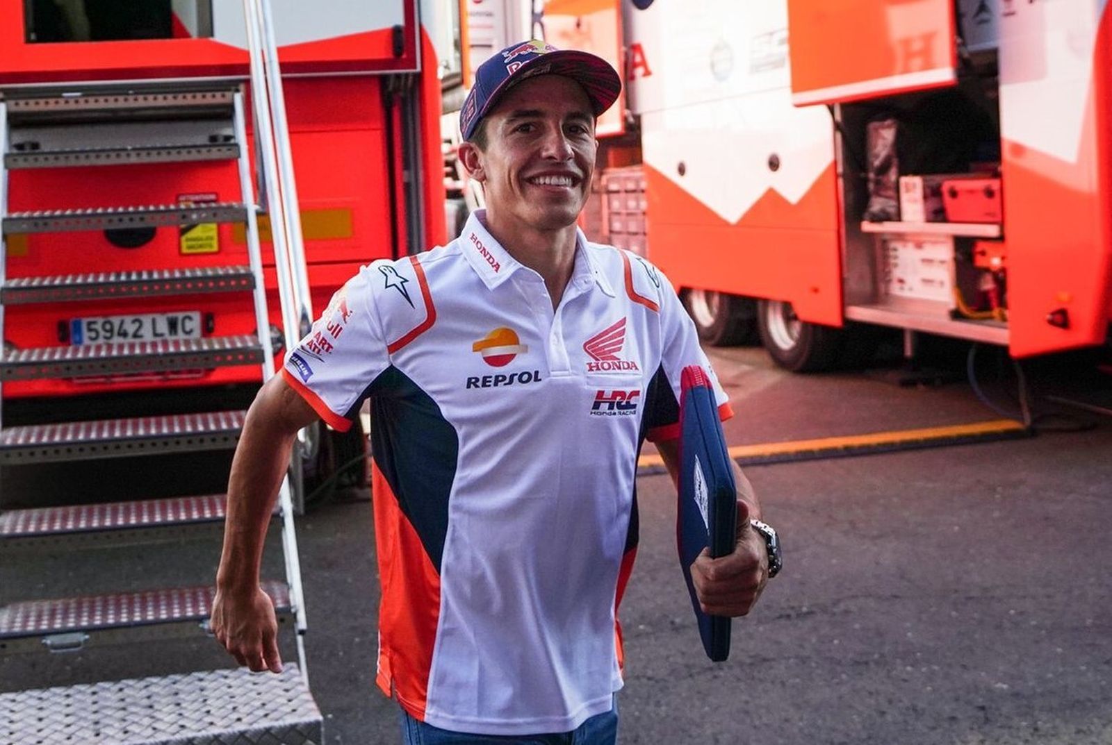 Marc Márquez, sonriente antes de la rueda de prensa que ha ofrecido en Austria.