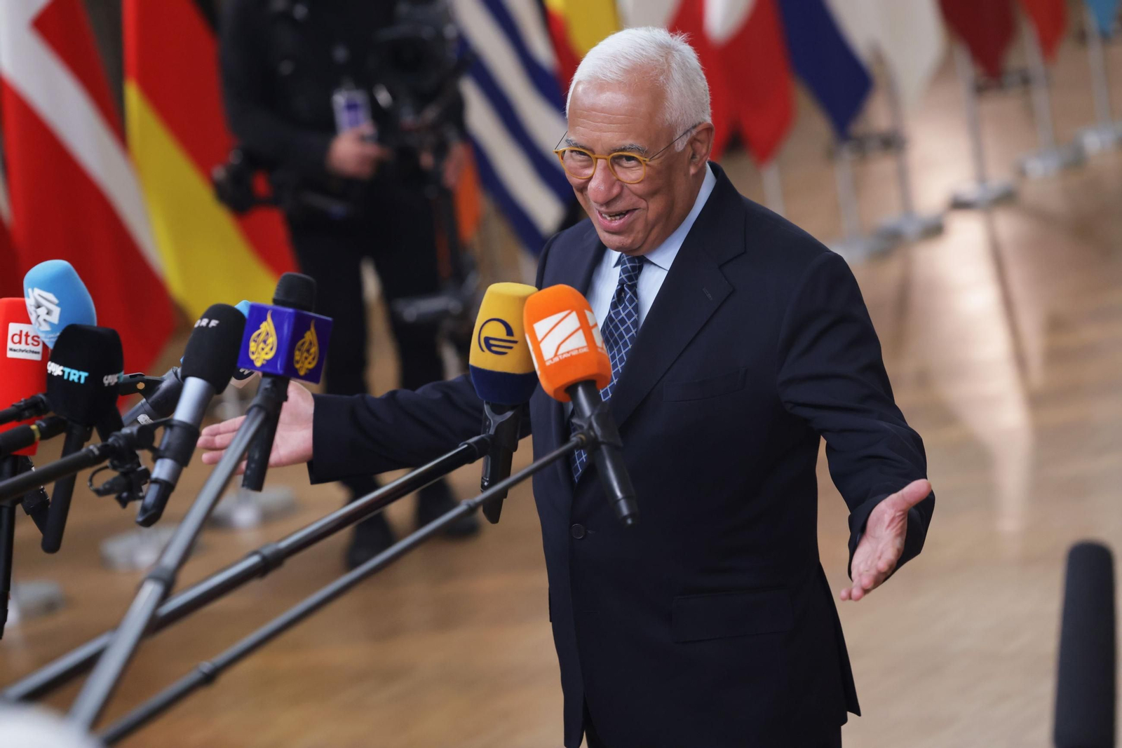 El presidente del Consejo Europeo, António Costa, a su llegada a la cumbre de Bruselas.