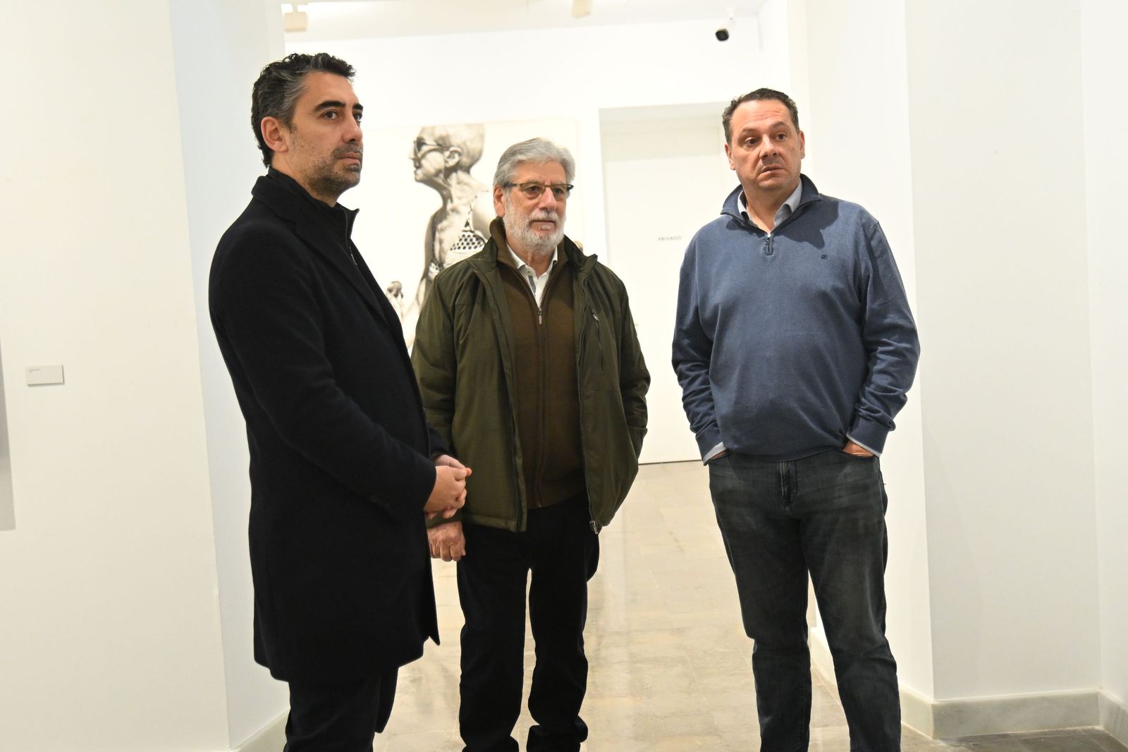 Joaquín Pérez de la Blanca, Francisco Rodríguez y Juan Manuel Martín Robles recorriendo la exposición.