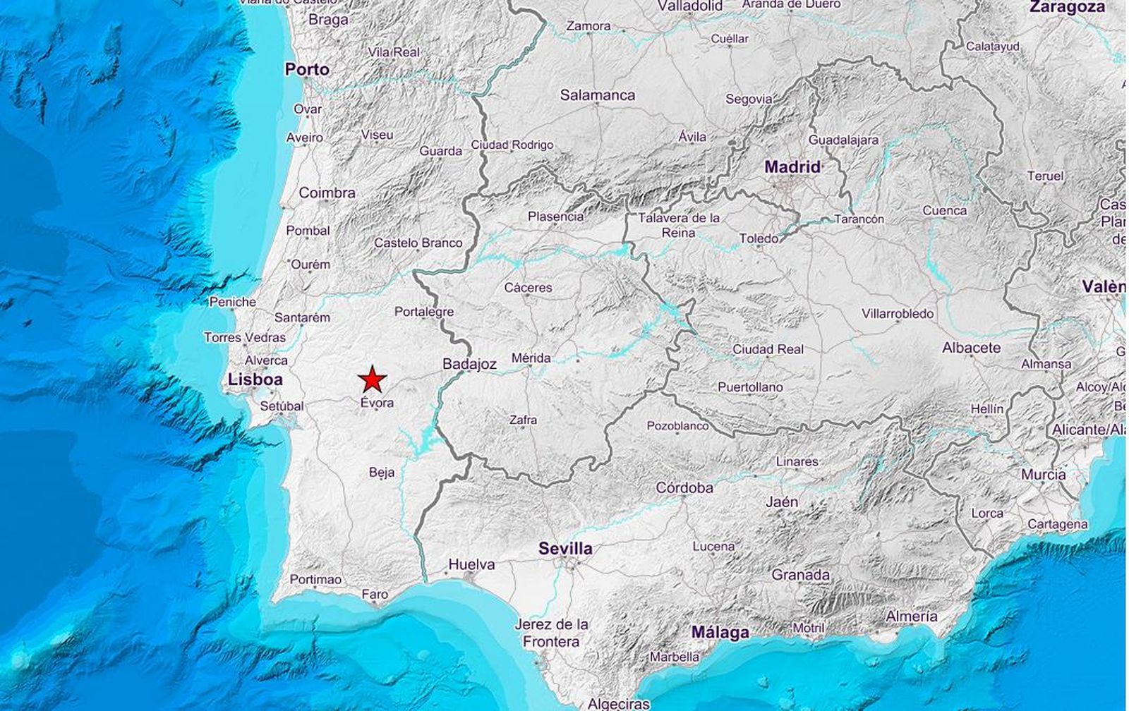 Epicentro del terremoto, en la ciudad portuguesa de Évora.