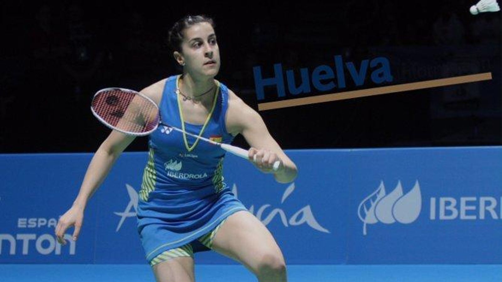 Carolina Marín, durante un punto de la final.