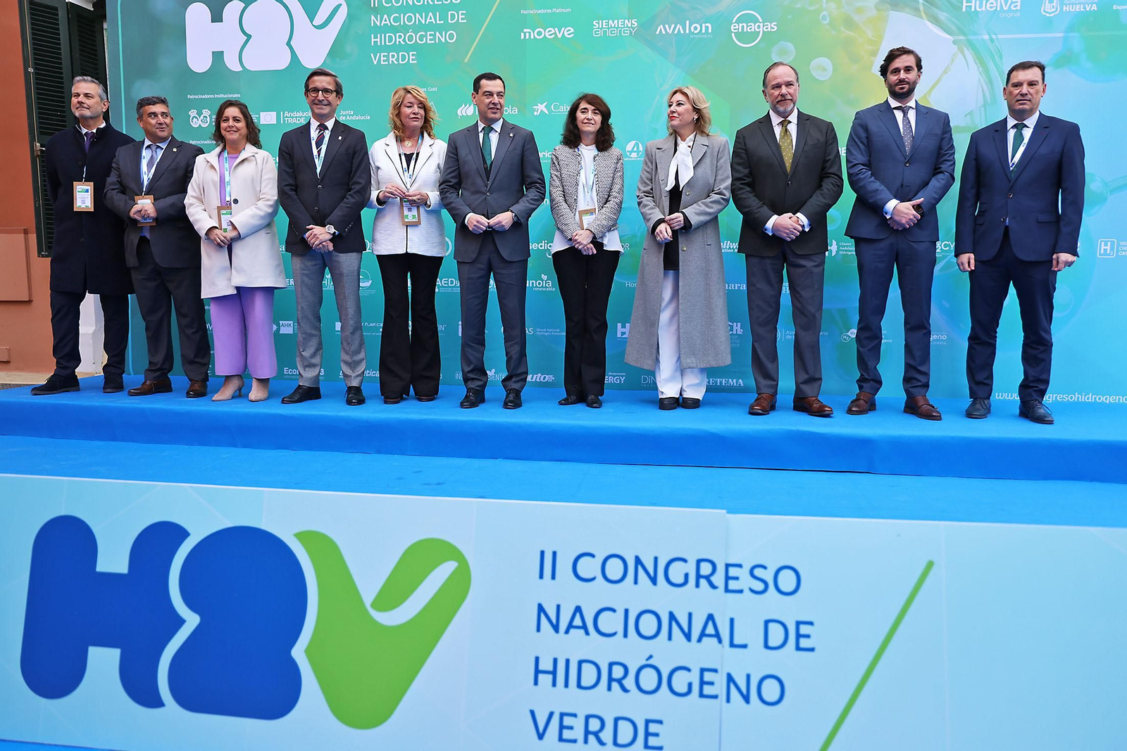 Imágenes del presidente de la Junta de Andalucía, Juanma Moreno, en el II Congreso Nacional de Hidrógeno Verde