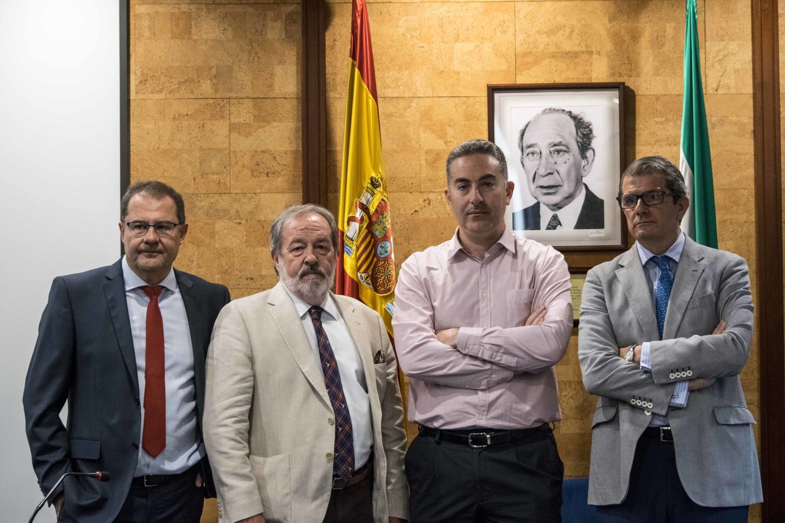 Miguel Ángel Gómez, Alfonso Carmona, Antonio González y Manuel Rodríguez en el Colegio de Médicos.