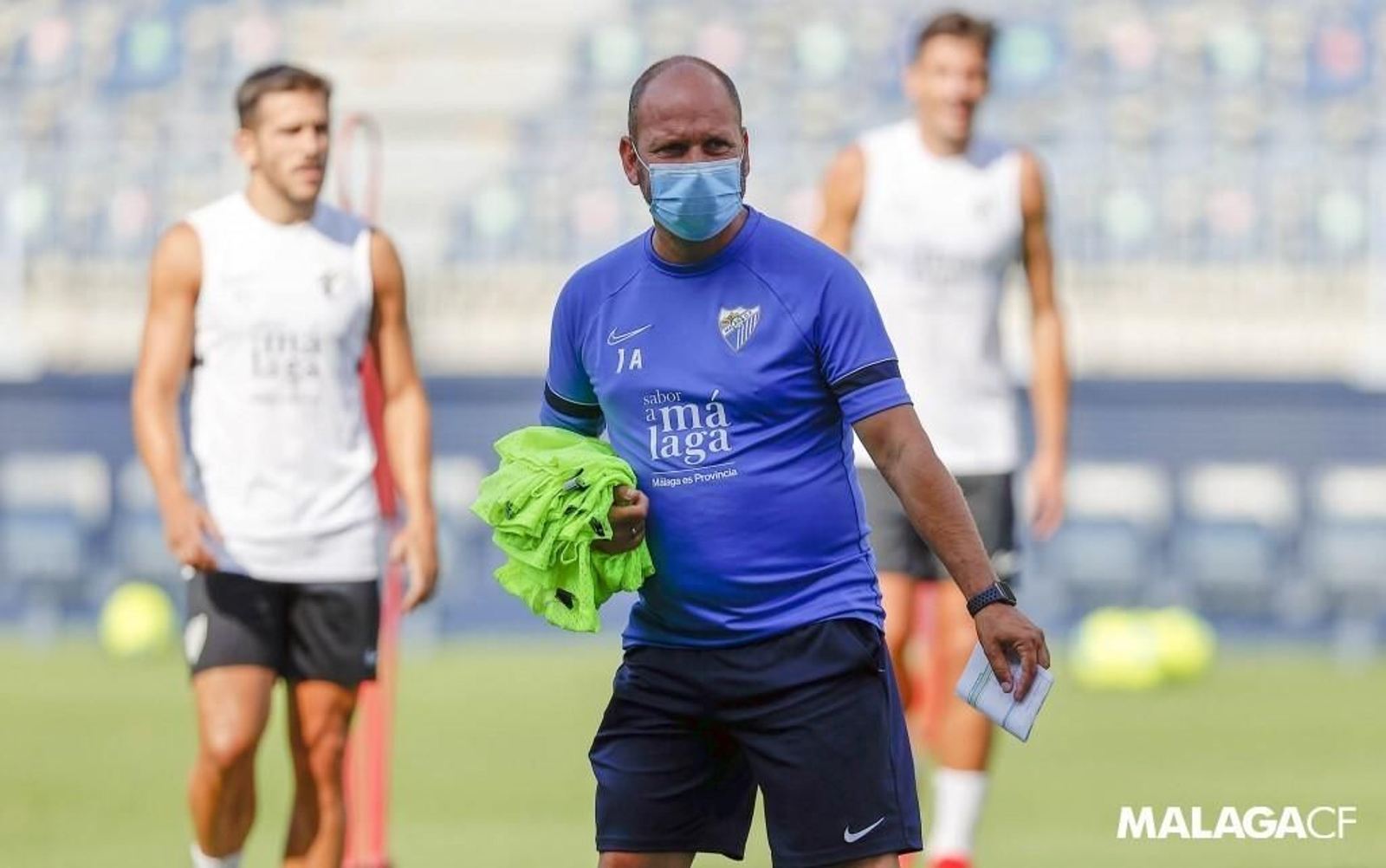 José Alberto, durante un entrenamiento del Málaga CF.