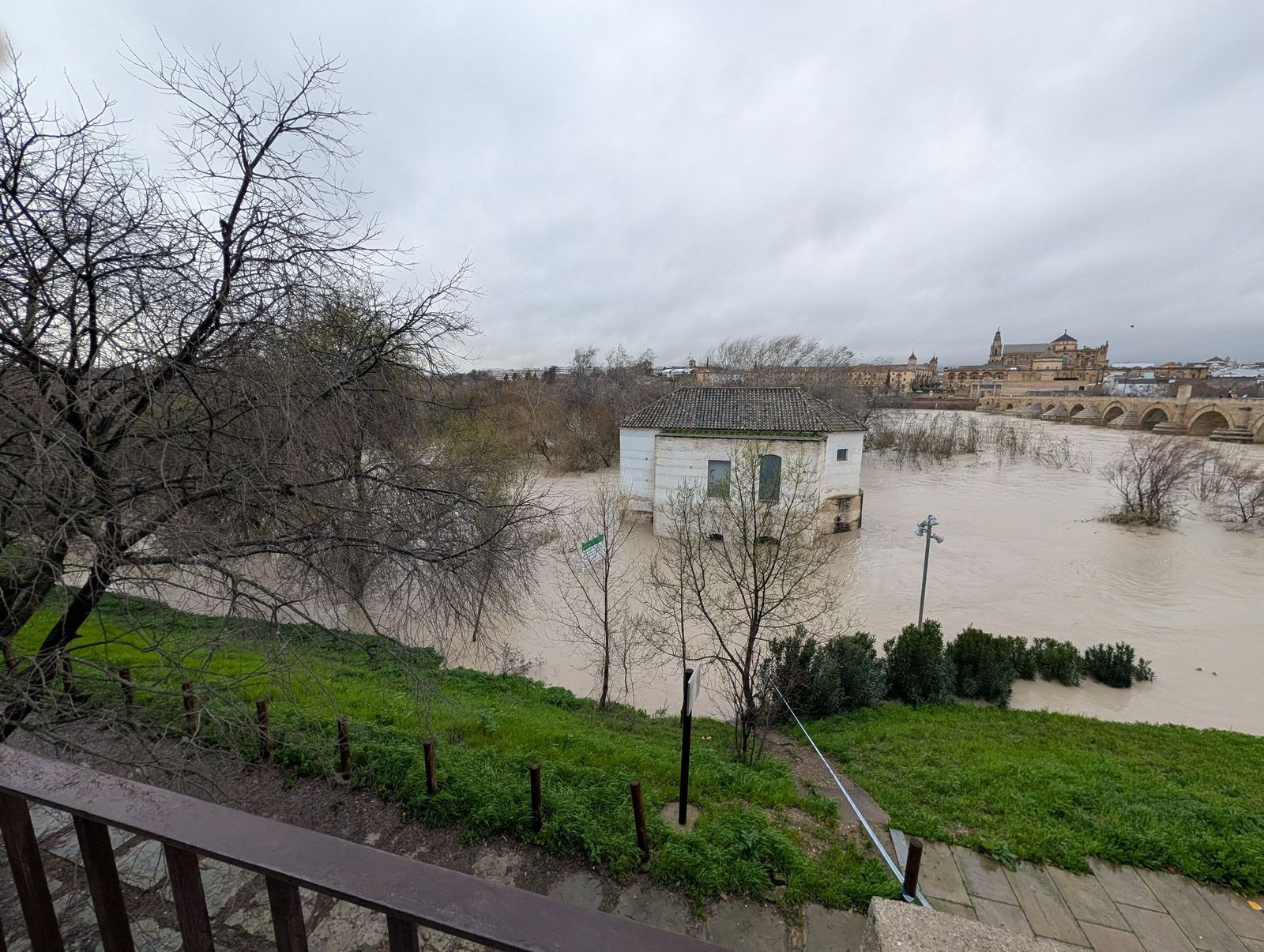 El río Guadalquivir supera los cuatro metros de altura a su paso por Córdoba, en imágenes