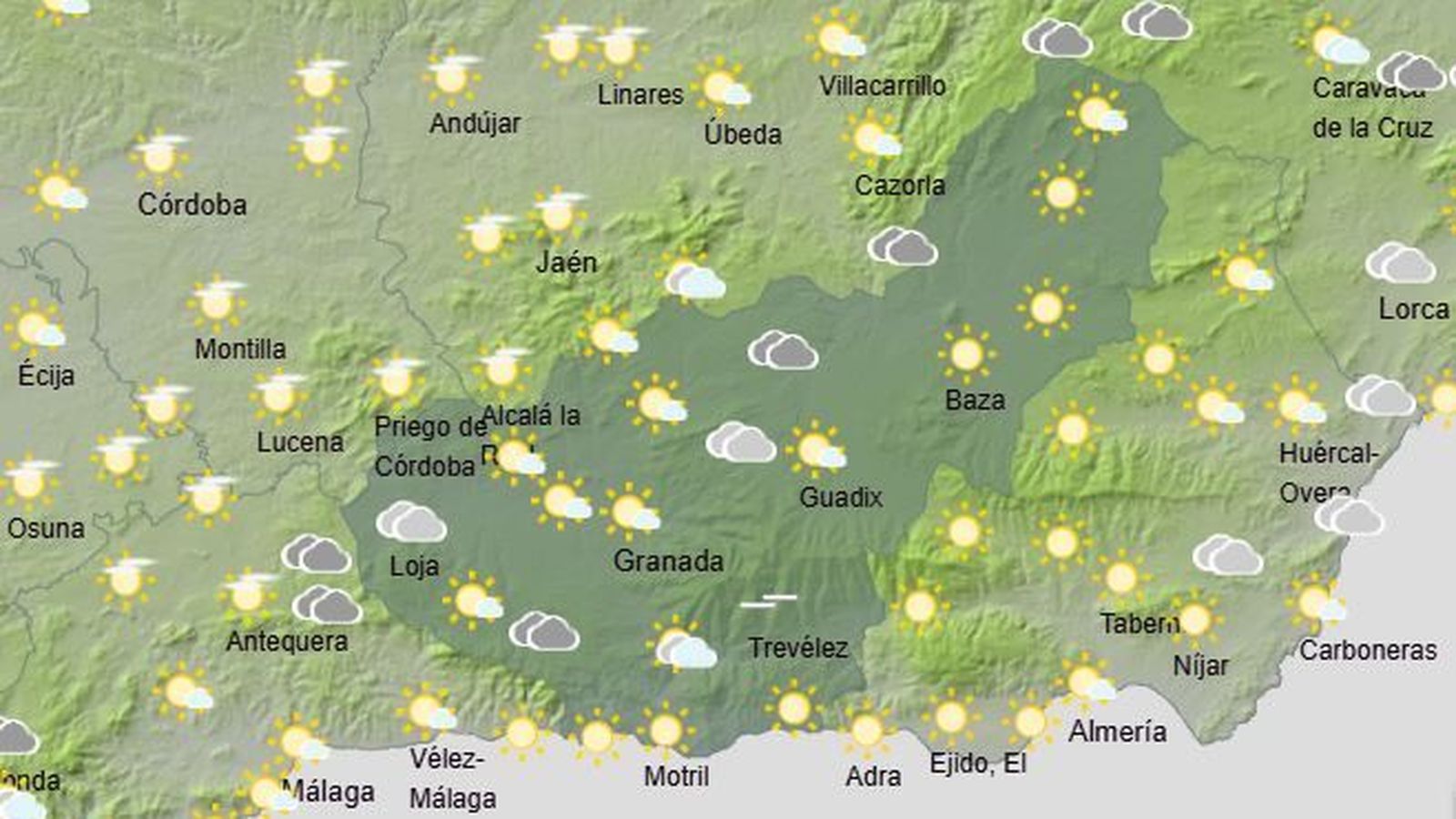 El Tiempo en Granada el 18 de diciembre de 2025
