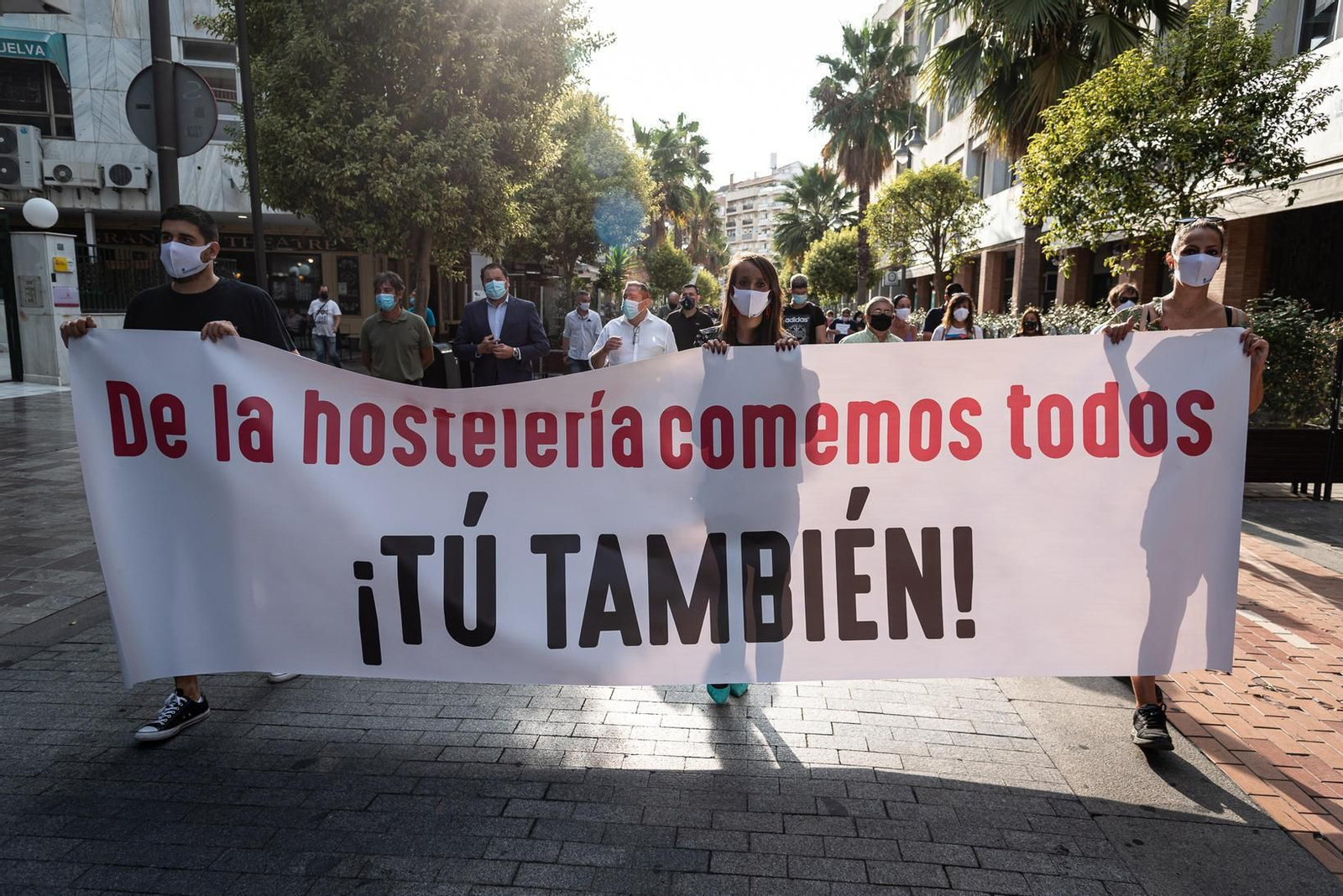 Manifestación del sector hostelero y ocio nocturno en Huelva.
