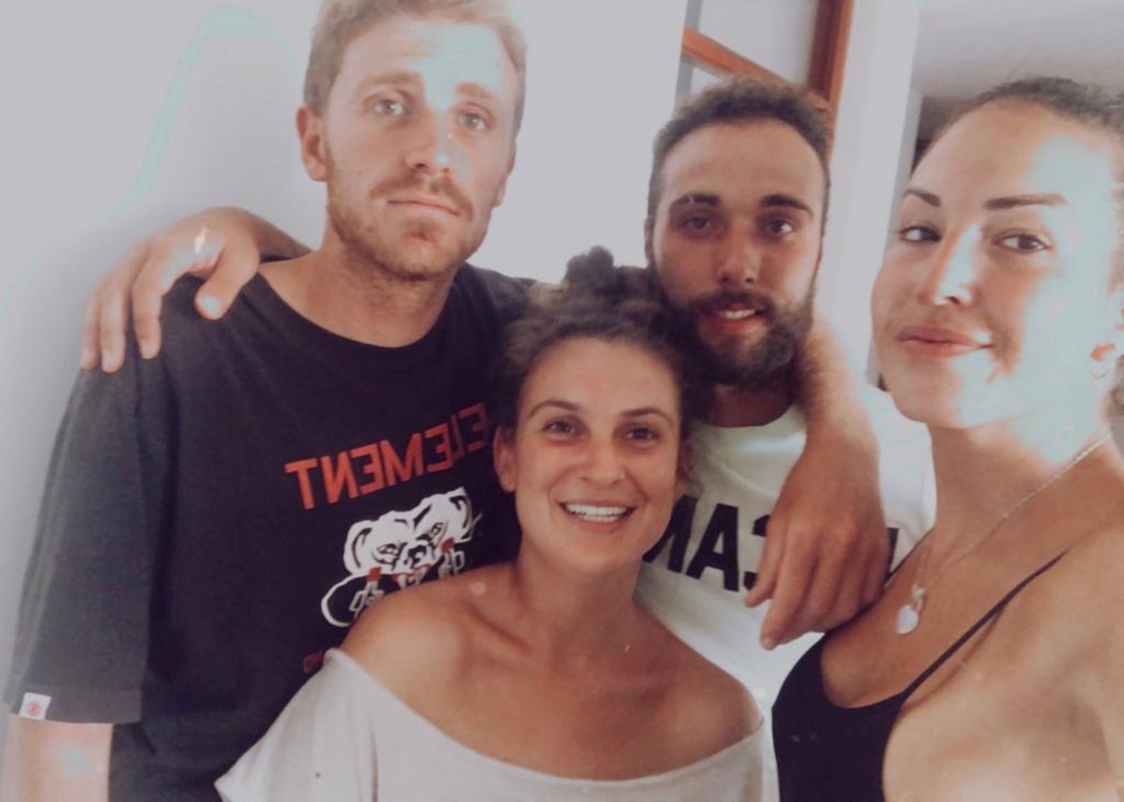 Imagen de la joven ayamontina junto con sus tres compañeros en Perú.