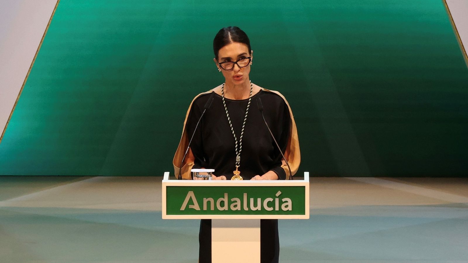Paz Vega, durante su discurso como Hija de Predilecta de Andalucía.