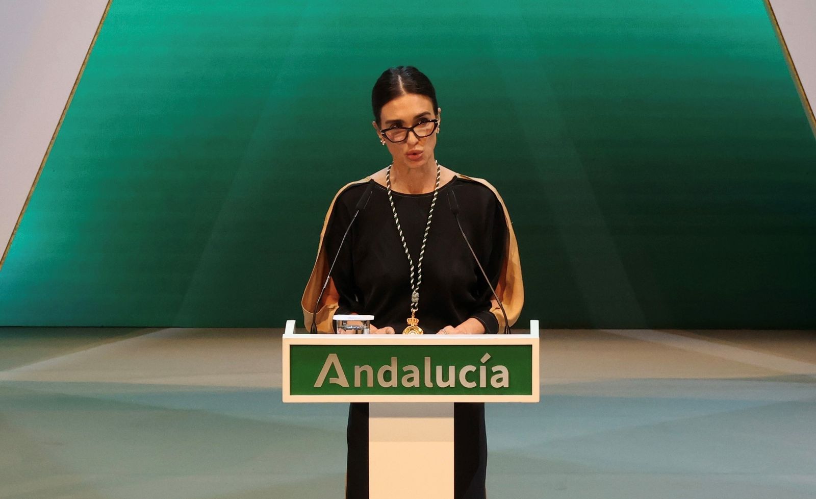 Paz Vega, durante su discurso como Hija de Predilecta de Andalucía.