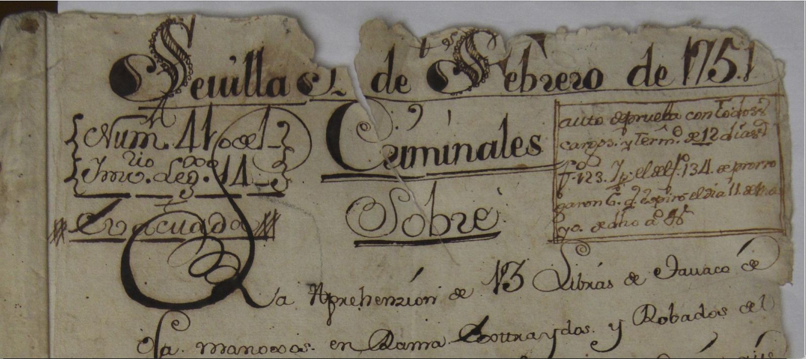 Carátula de la "Causa del nuncio" que conserva el Archivo Histórico