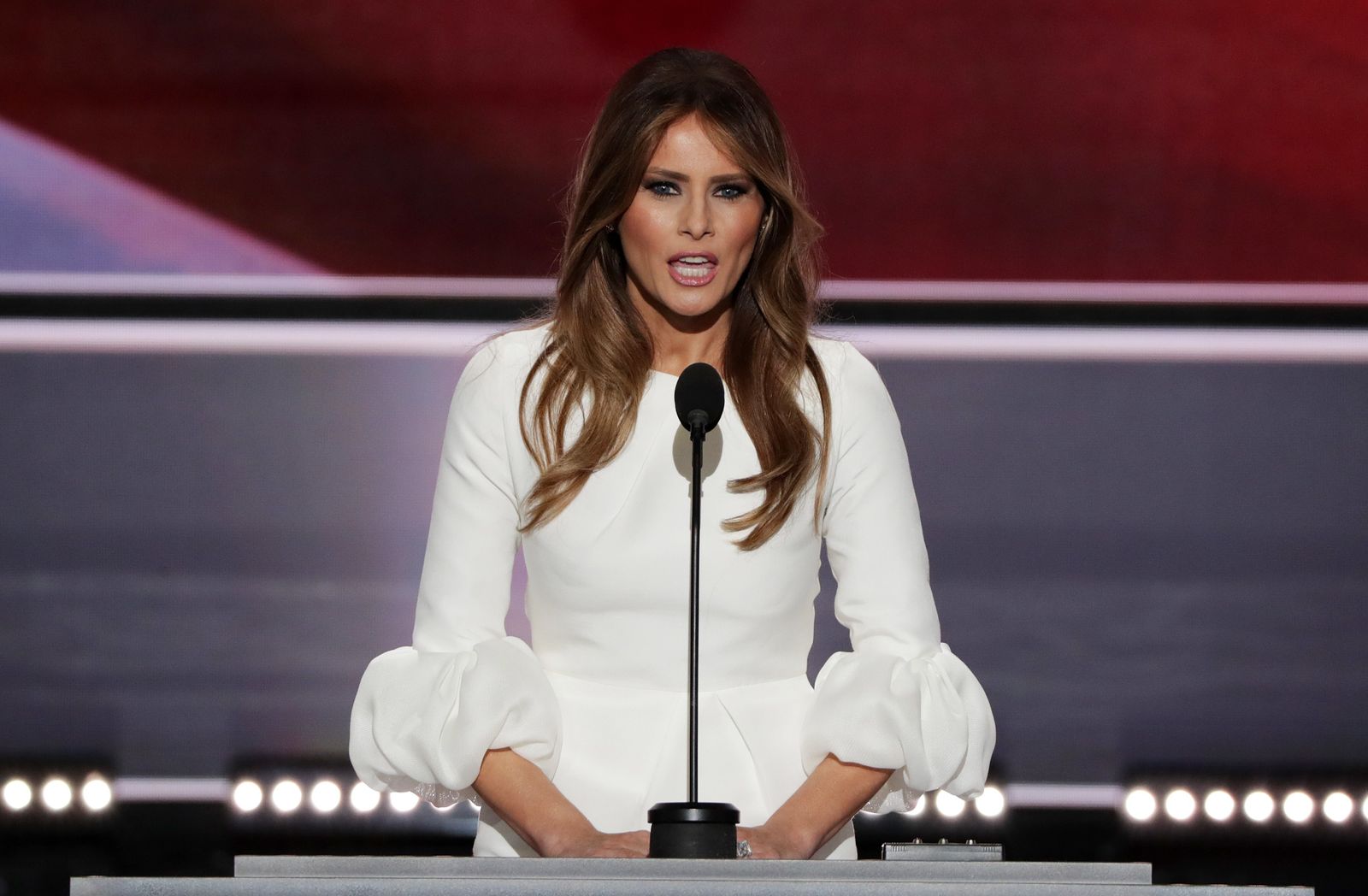 Melania Trump, en un discurso en campaña.