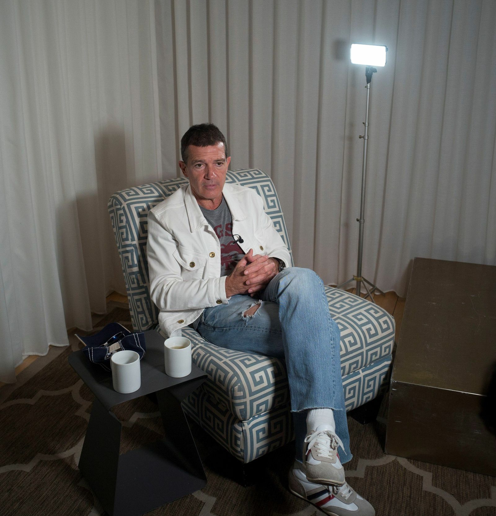 Antonio Banderas durante la entrevista.