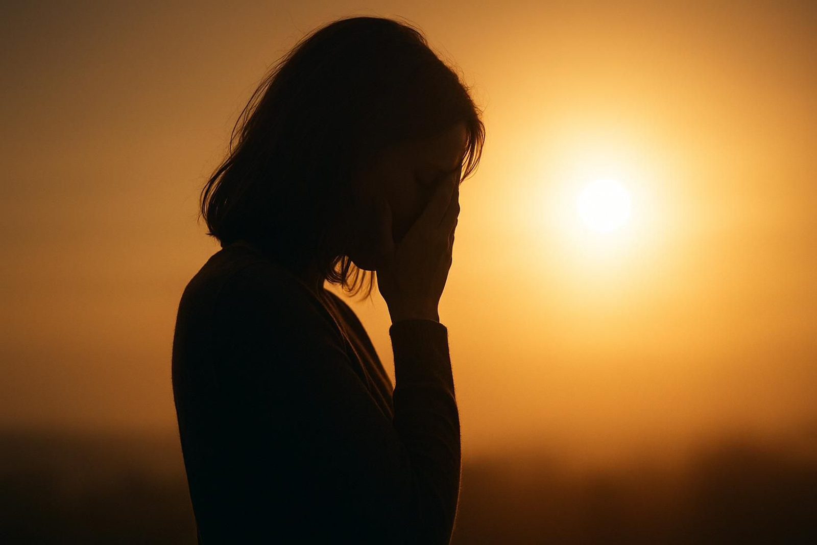 Una mujer cabizbaja.