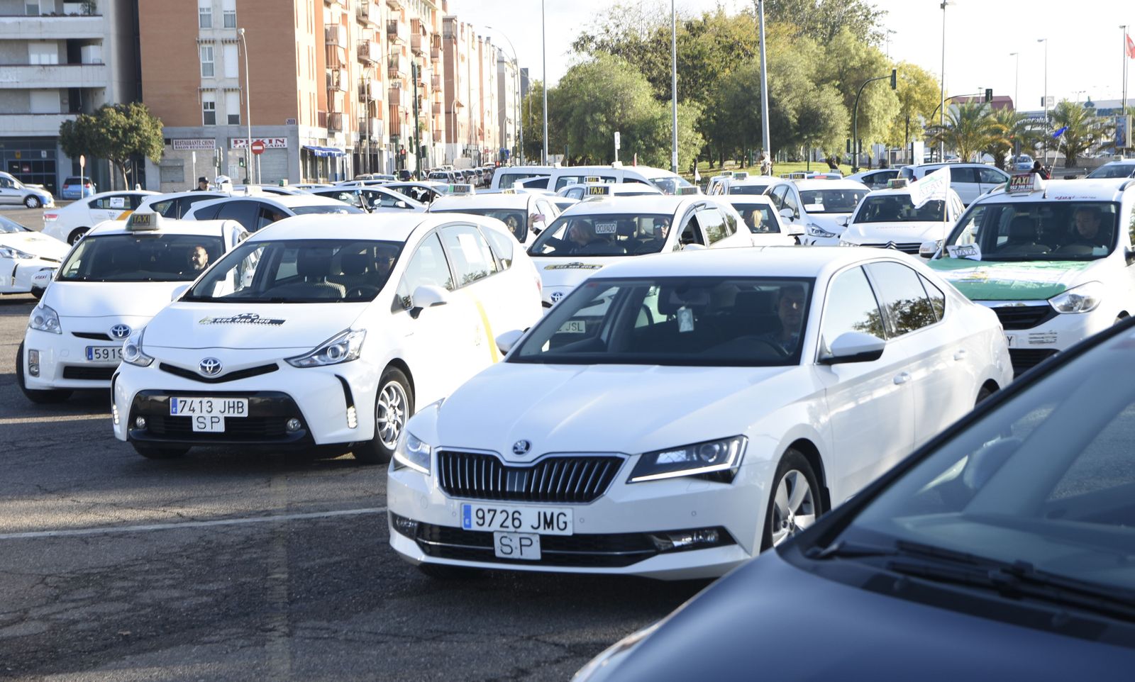 Una concentración de taxistas de Córdoba.