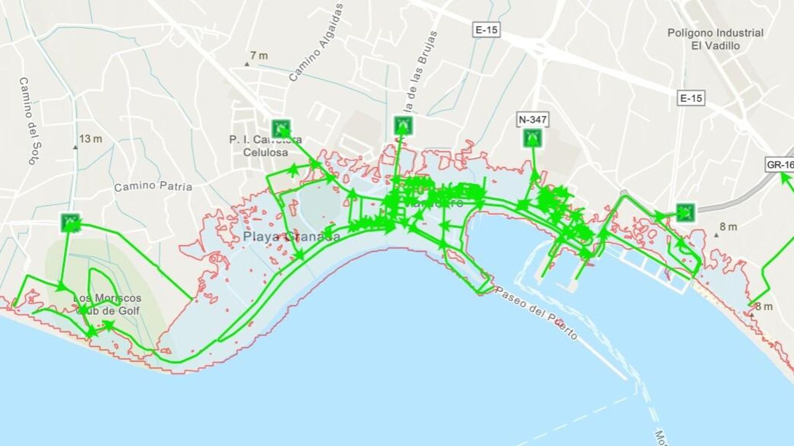 Zona afectada en Playa Granada