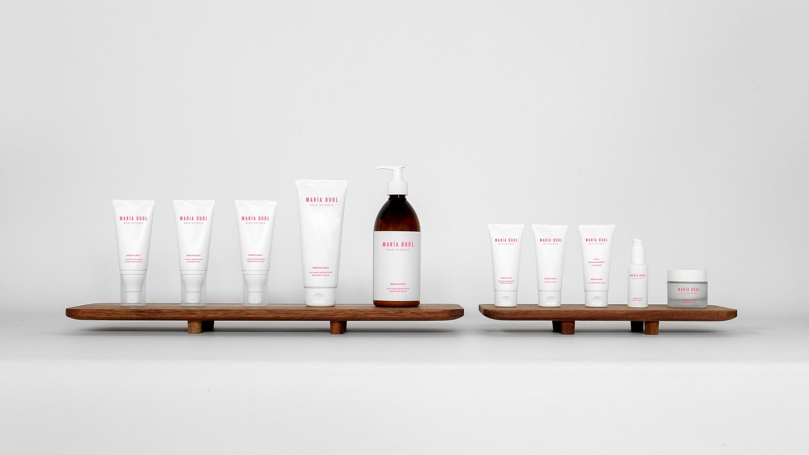 Productos de la línea de cosmética oncológica María D'uol.