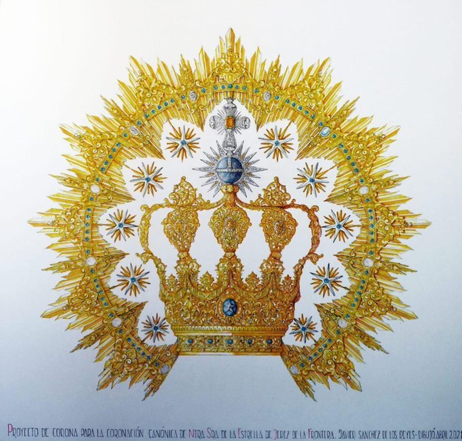 Boceto de la corona diseñada por Javier Sánchez de los Reyes.