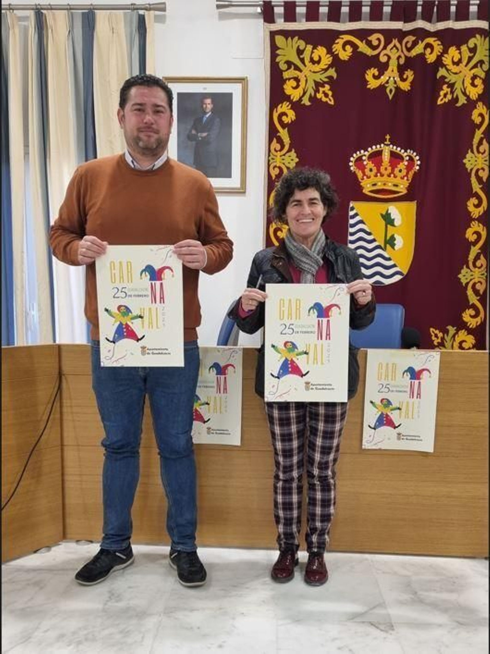 Nieves Mendoza y Salvador Ruiz, en la presentación del Carnaval de Guadalcacín.