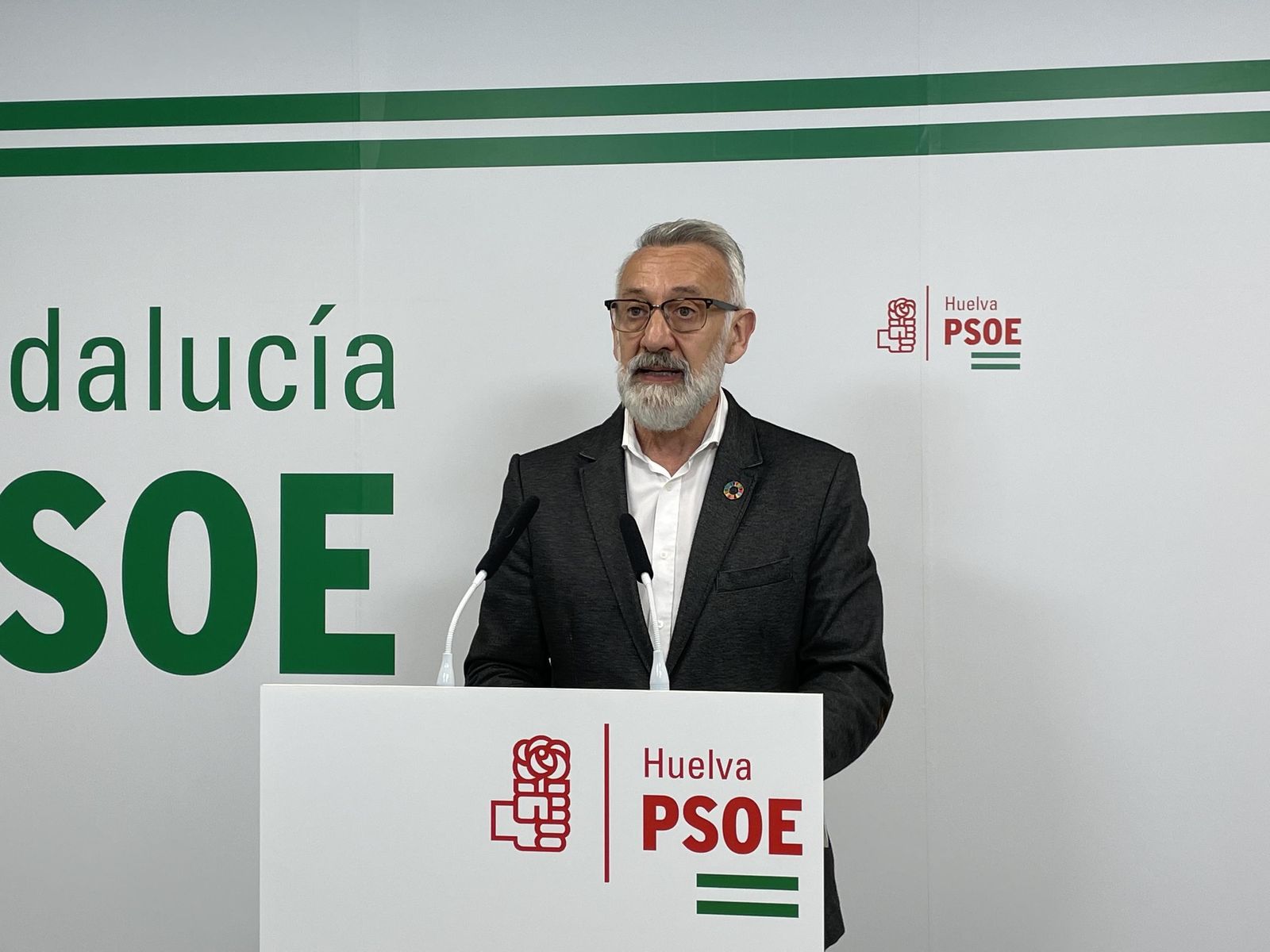 Juan Antonio García, esta mañana en la sede del PSOE de Huelva.