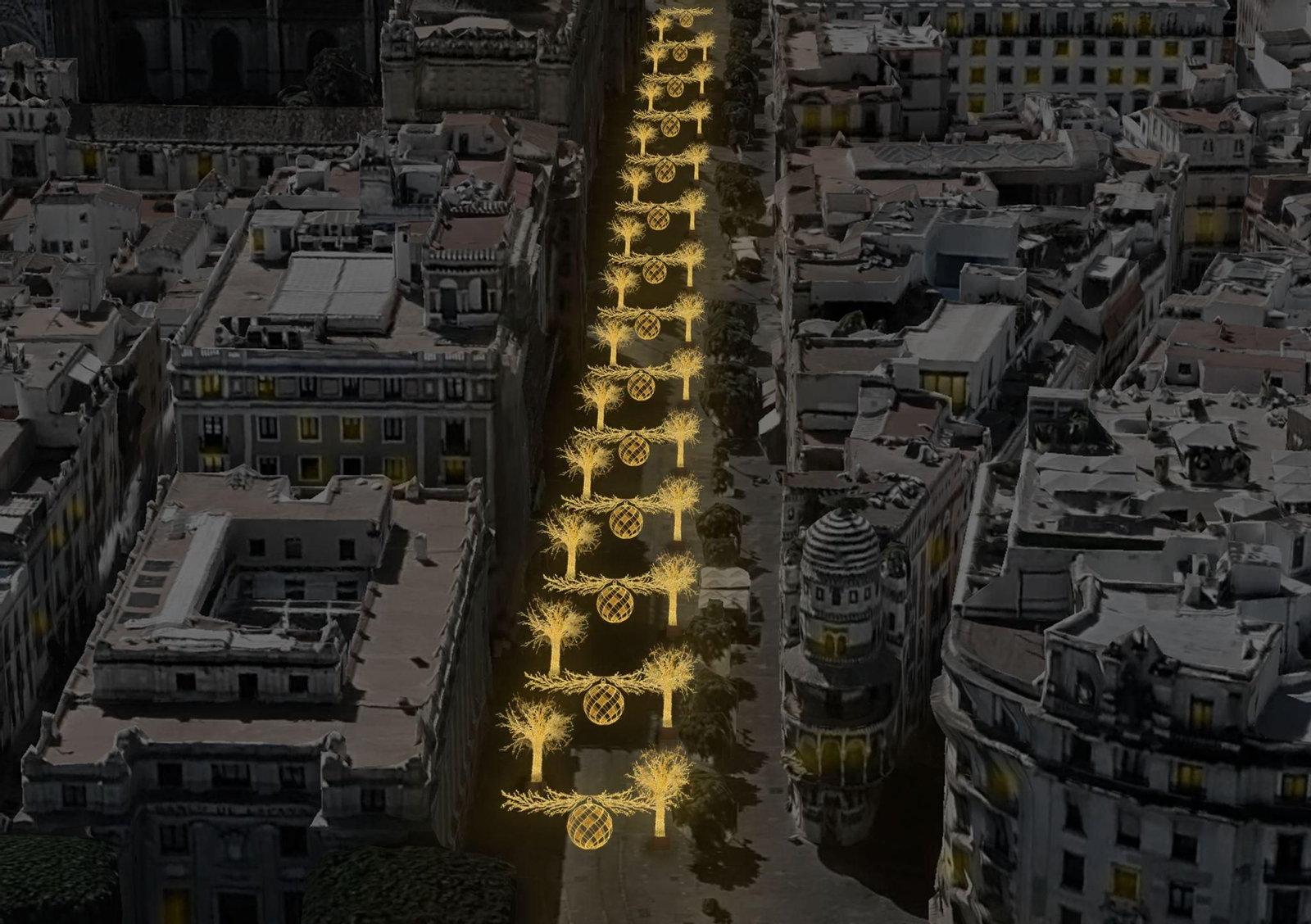 Así lucuirá la Avenida de la Constitución esta Navidad.