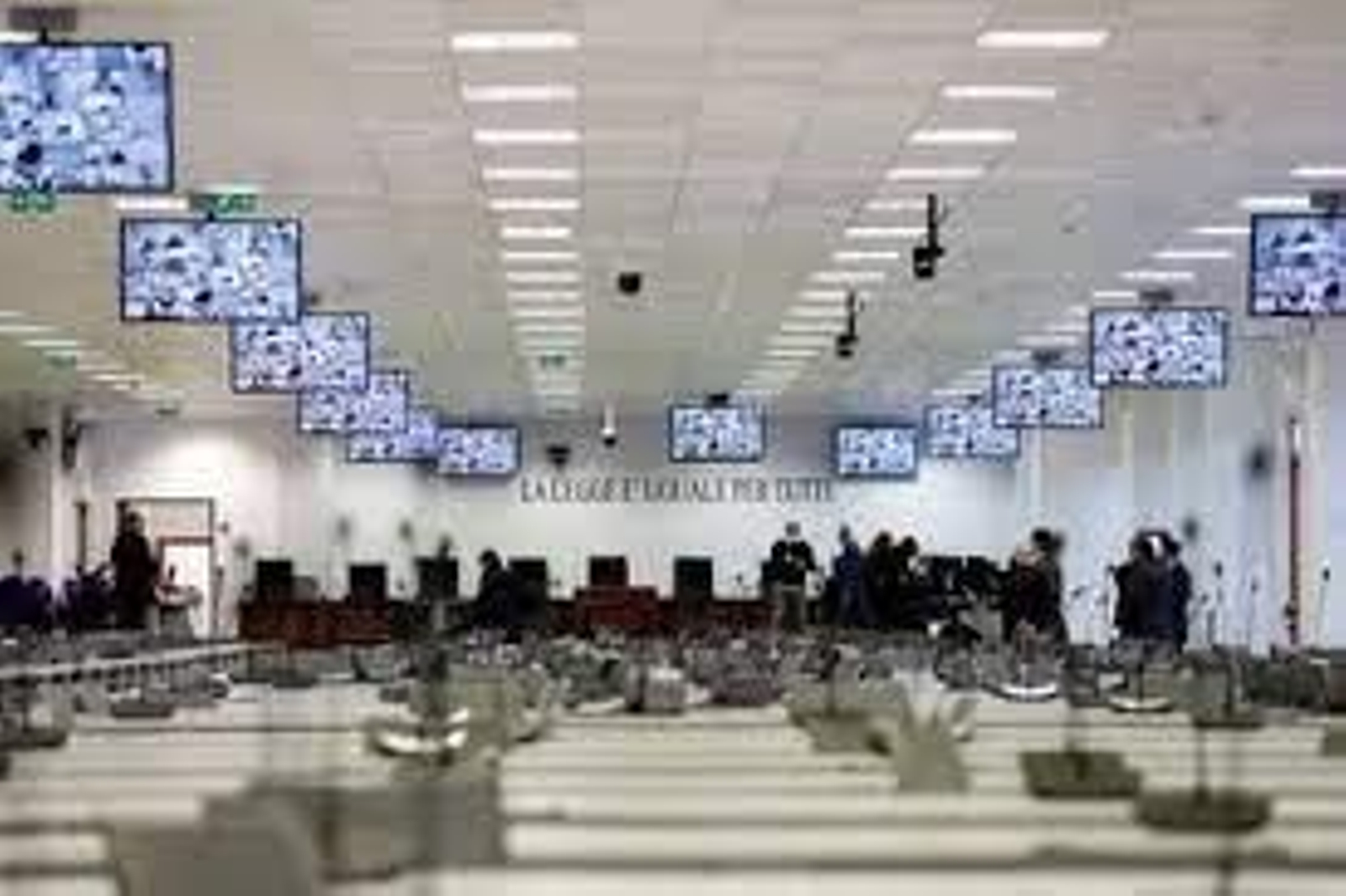Sala del macrojuicio que se celebró contra la mafia calabresa en Italia en 2021