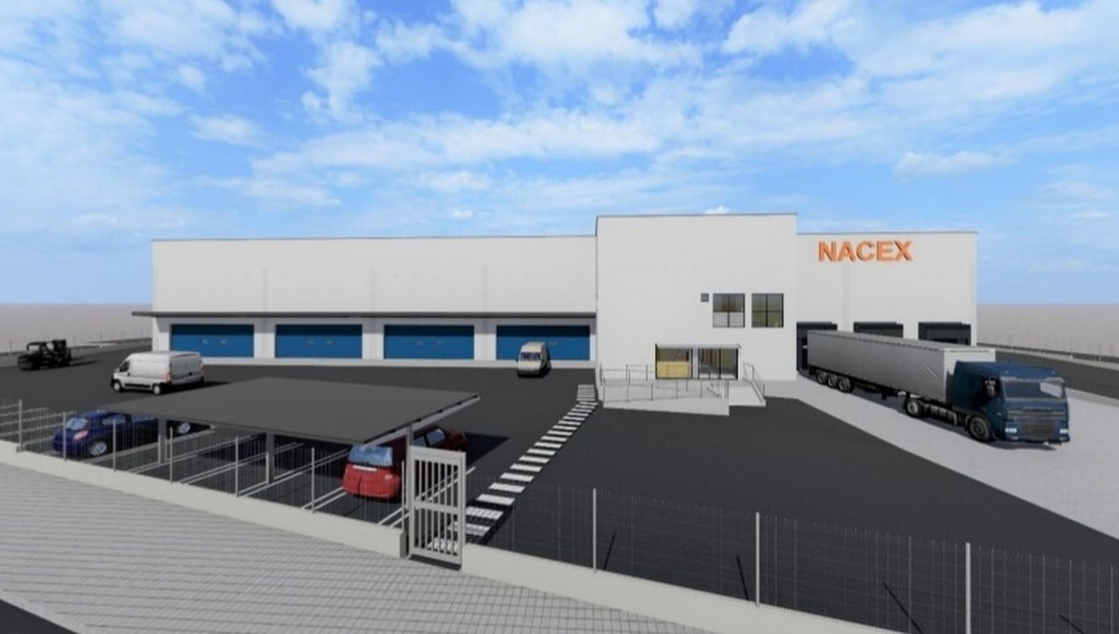 Una recreación de la nave que Nacex construirá en Parque Logístico de Carmona, junto a la A-4.