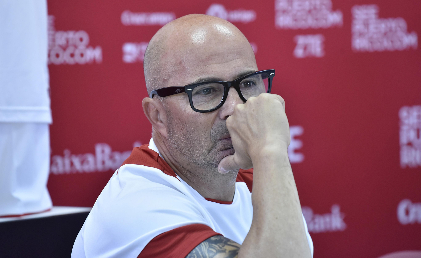 Jorge Sampaoli, en la rueda de prensa previa al Trofeo Antonio Puerta.