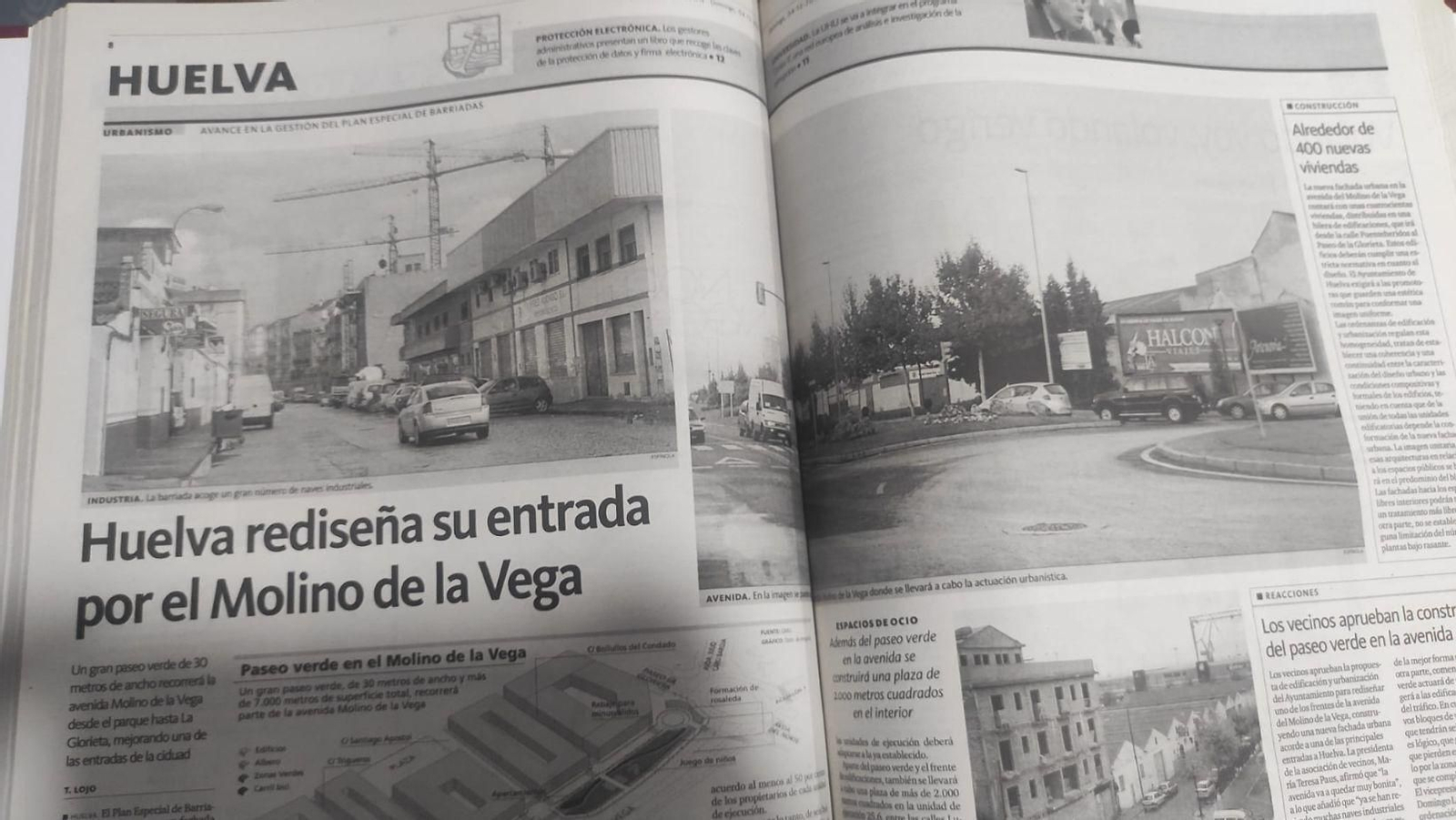 Información de archivo sobre el rediseño del Molino de la Vega