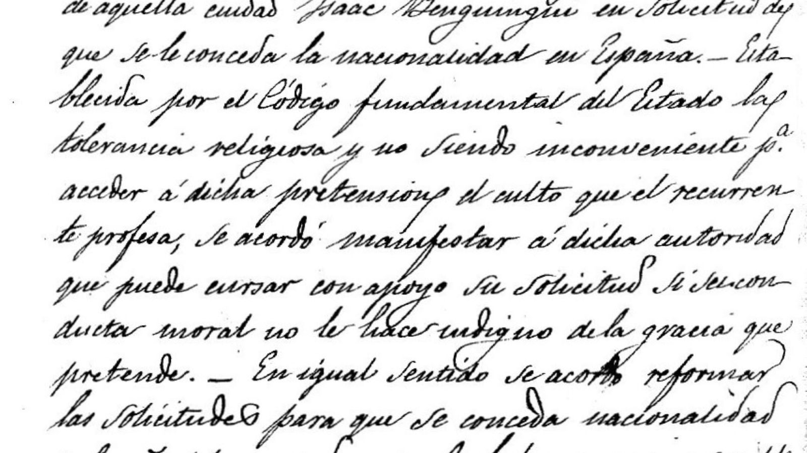El judío Benguinguí solicita la nacionalidad española.