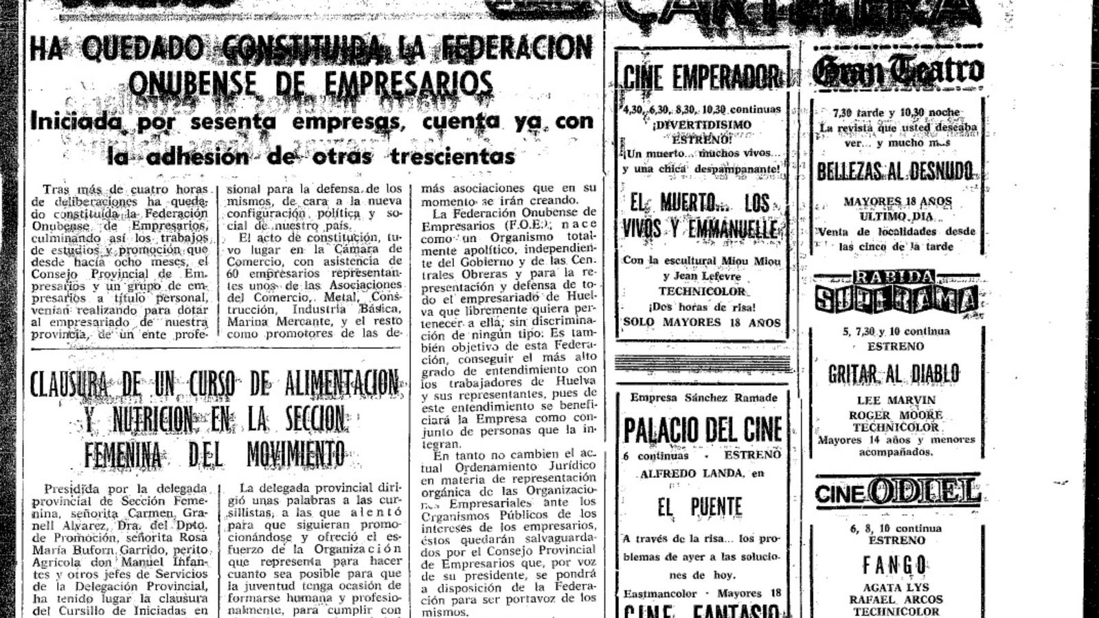 El diario Odiel se hacía eco de la creación de la FOE en marzo del 1977