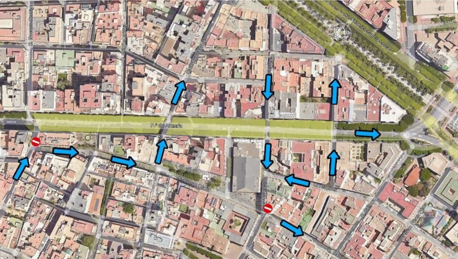 Configuración del tráfico en El Paseo.