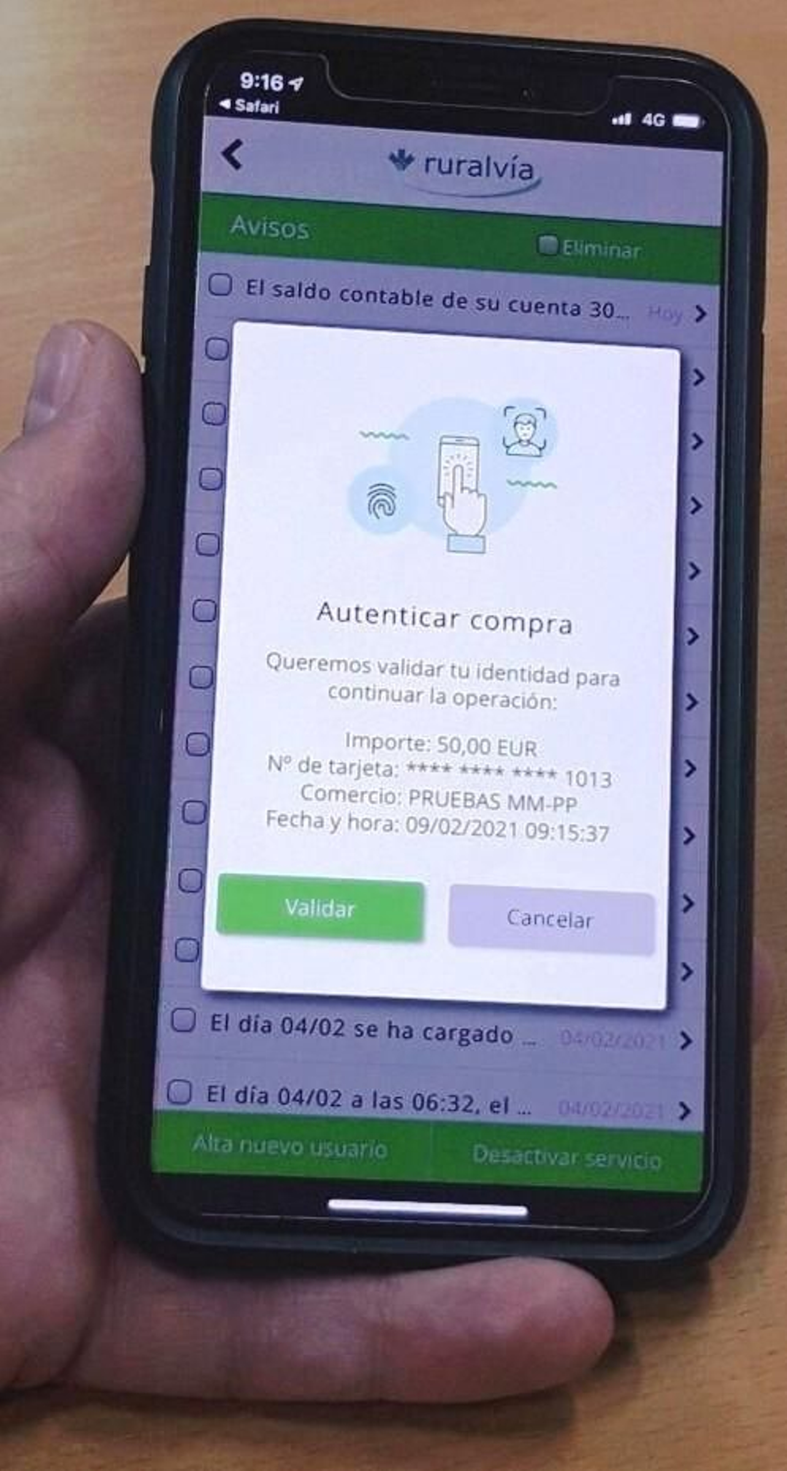 Imagen que podrán ver los clientes de Caja Rural en sus móviles.